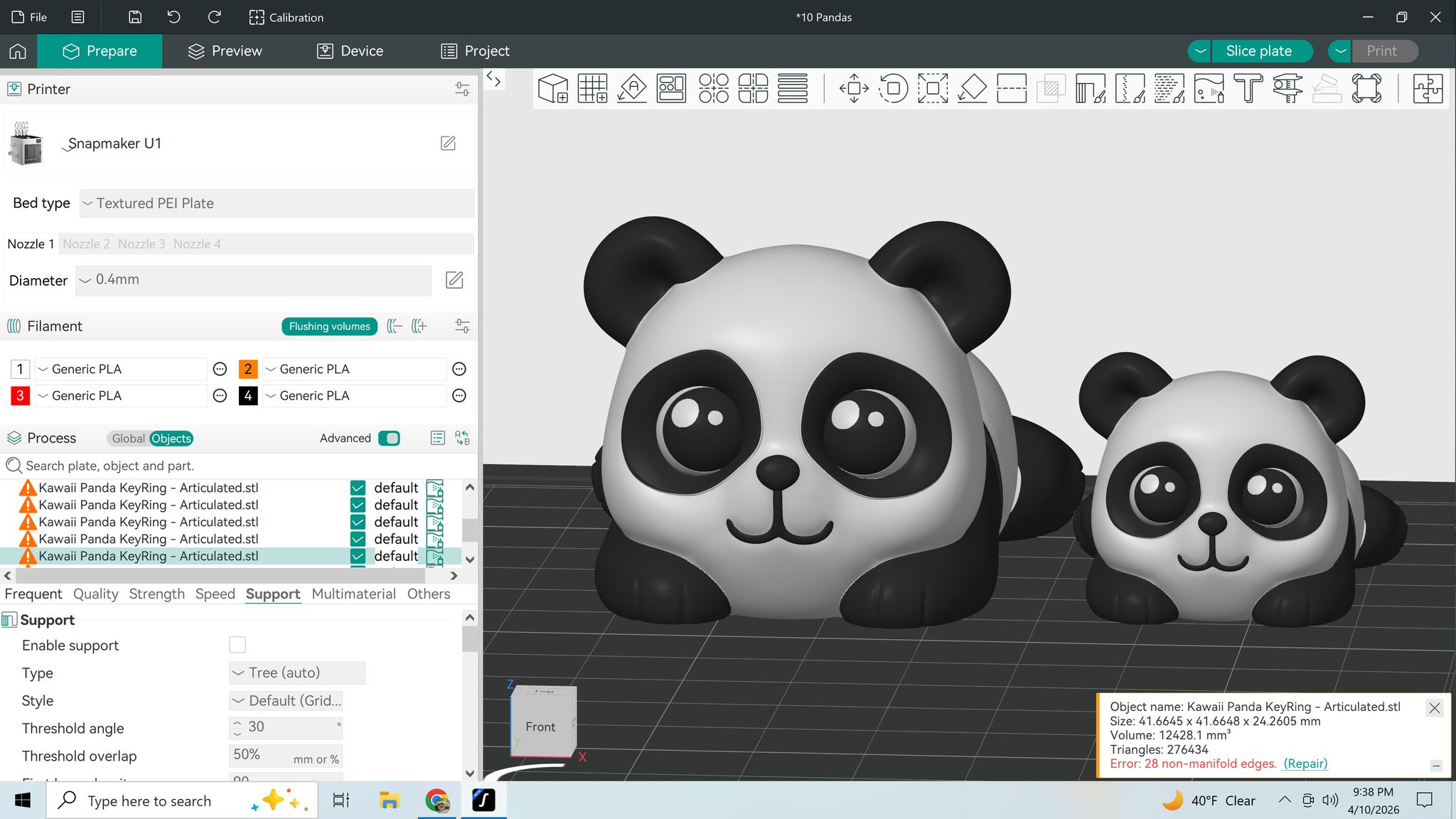 How to fix messy 3D print details on a panda model
