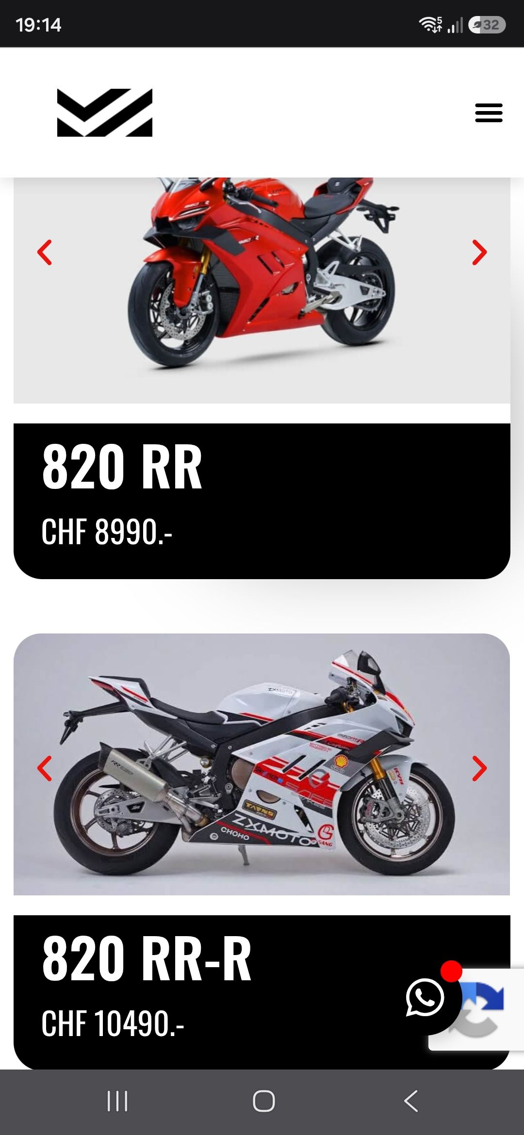 Swiss prices for the ZX Motomakzary dealer from Switzerland.