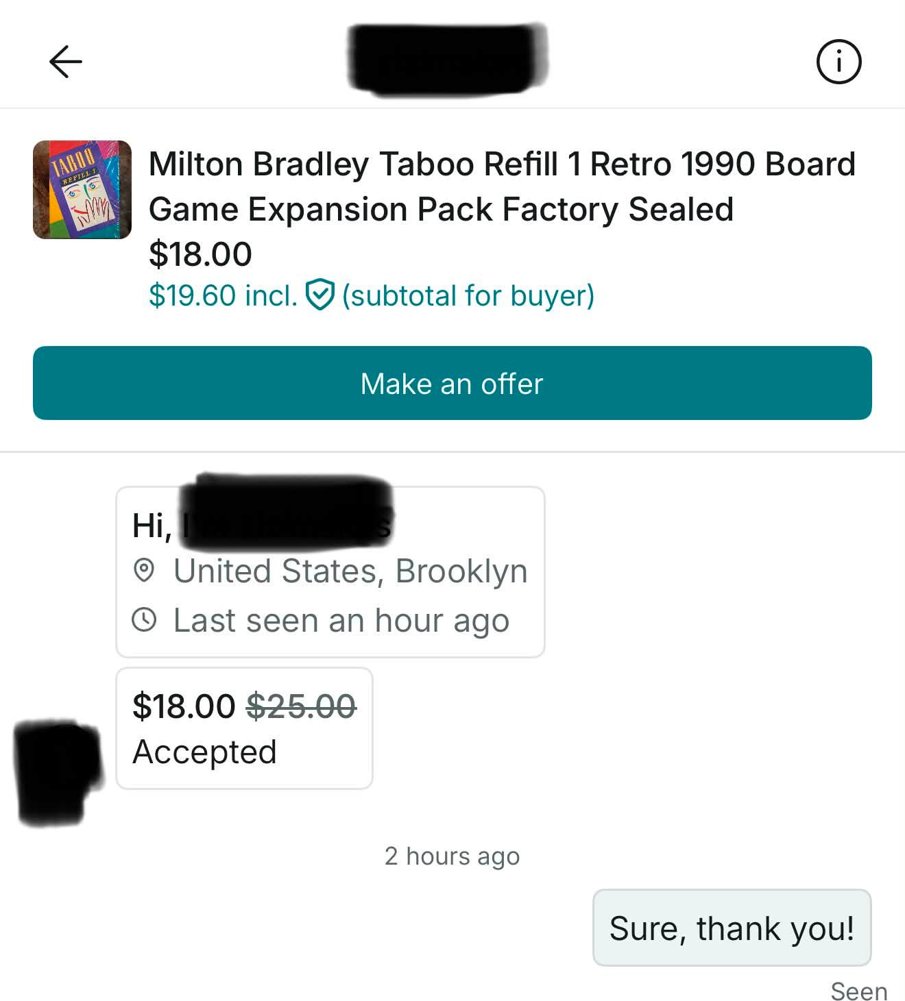 Why is accepted Vinted offer not showing in orders?