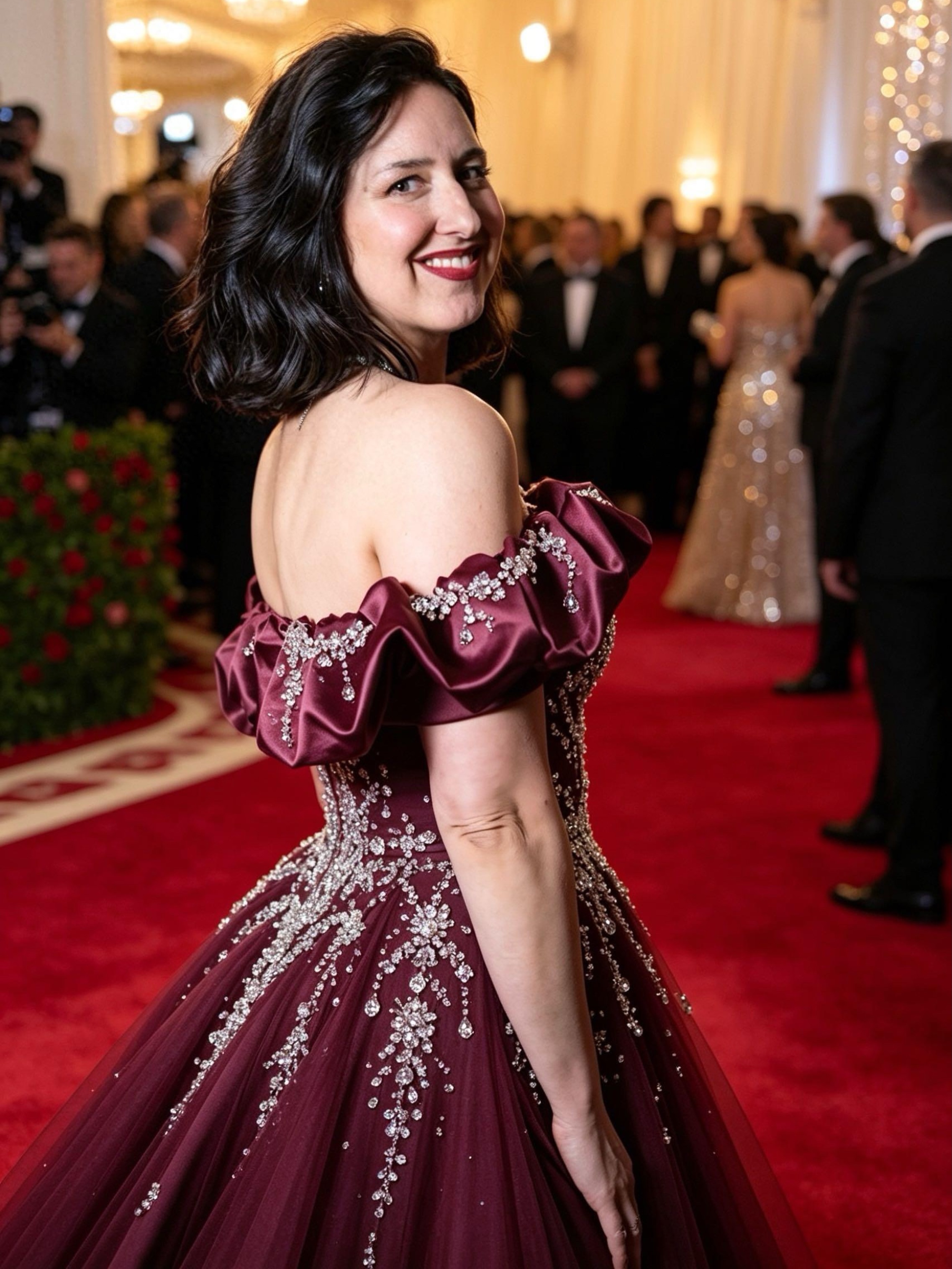 met gala burgundy dress The was great, thank you for asking this party dress will Ecom Style:AP1E213354 Renee Zebra Jacquard Knitted COLOR:Red/Nude