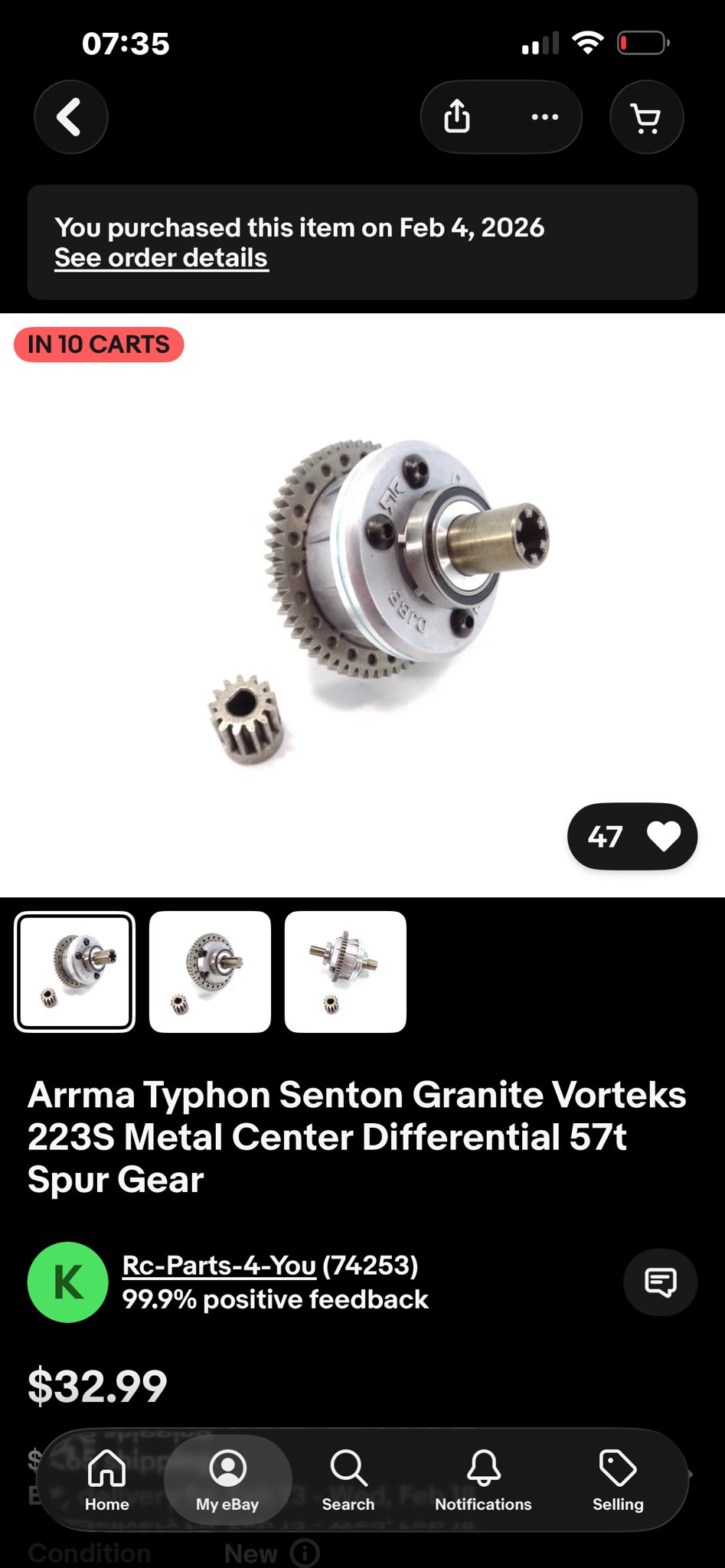 GMX Aluminum Differential Case + Spur Gear & Pinion – For Arrma Vorteks 3s BLX, Red