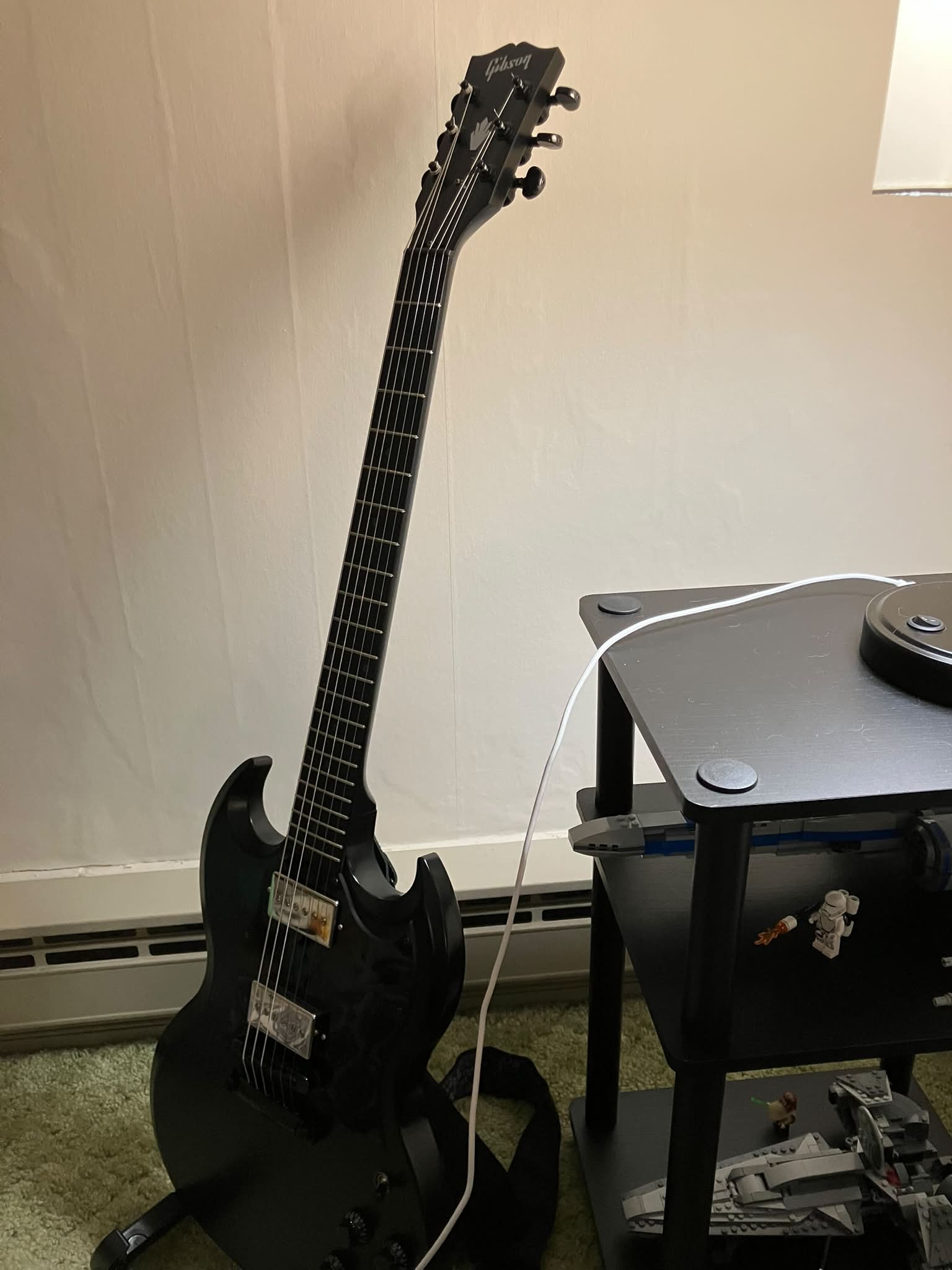 Gibson SG guitar with phat cat p90s and aftermarket vibrola