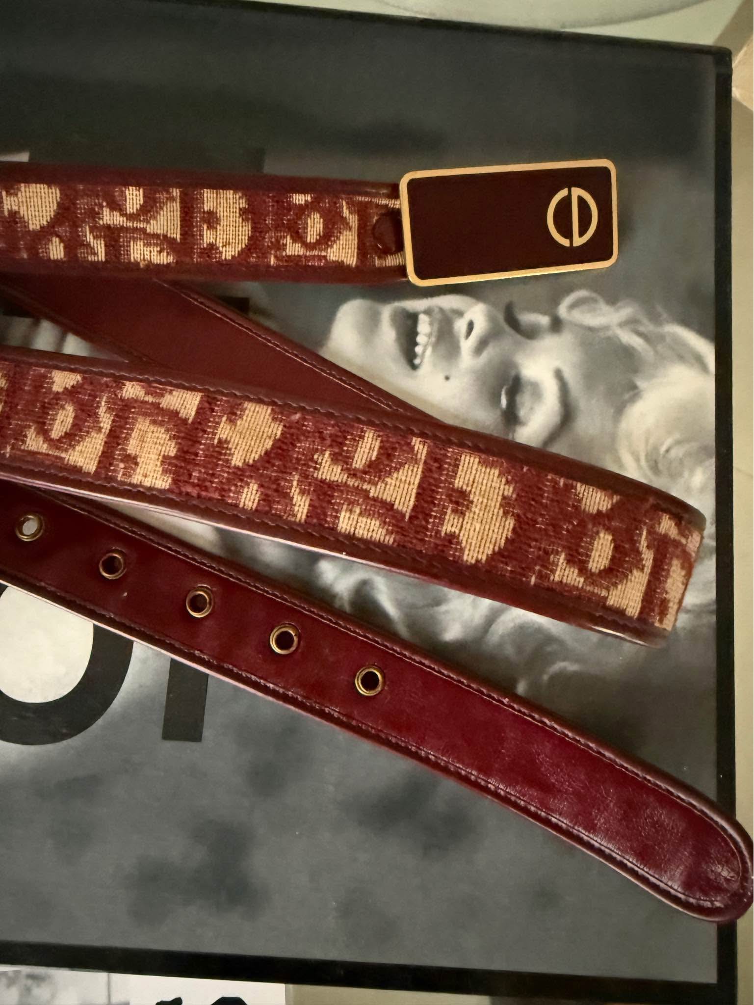 Christian Dior vintage oblique belt, burgundy, immaculate 
