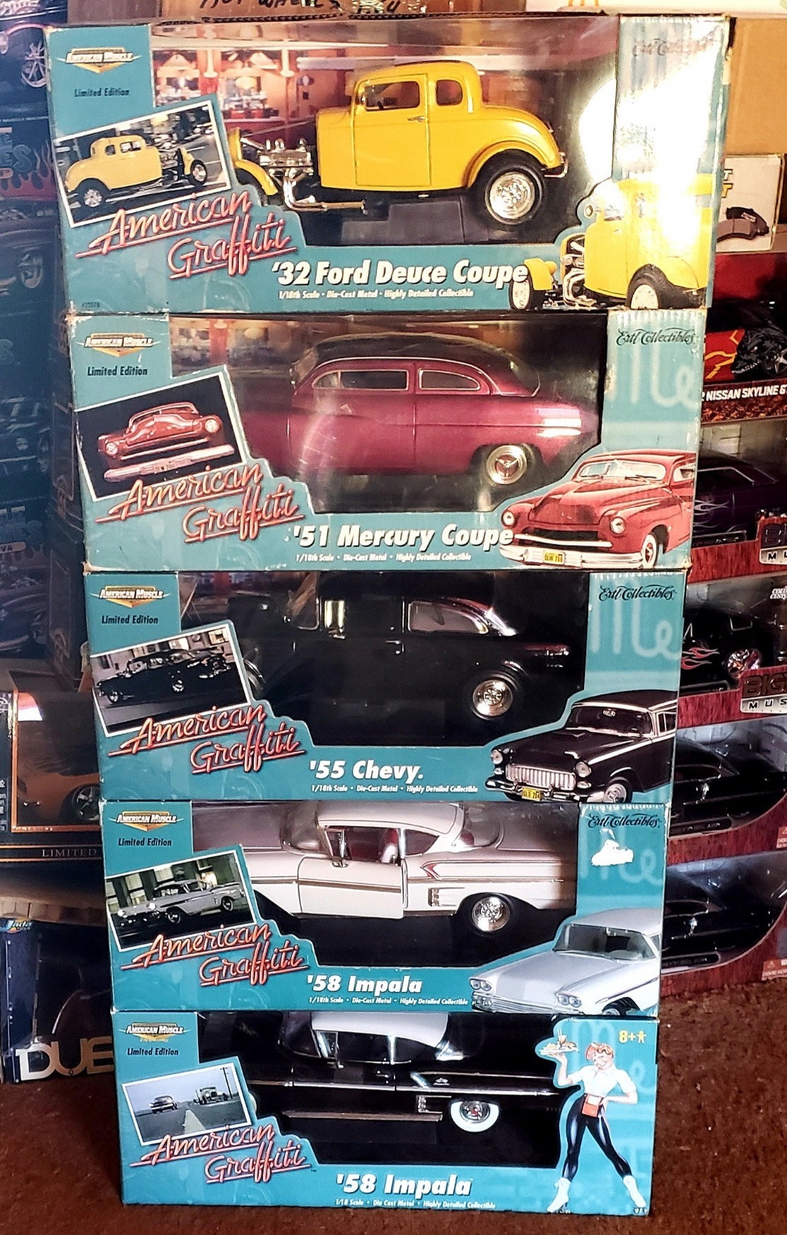 My ERTL 1:18 AMERICAN GRAFFITI 32 Ford | 51 Merc | 55 Chevy | 58
