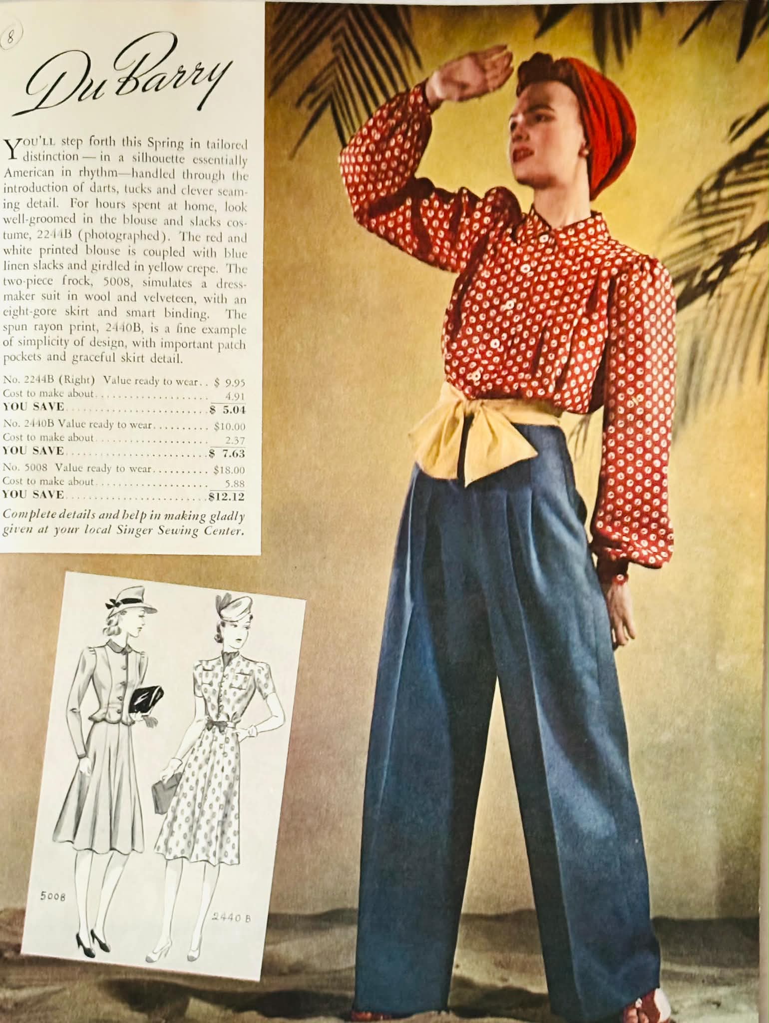 1940s vintage sewing pattern fashion illustrations