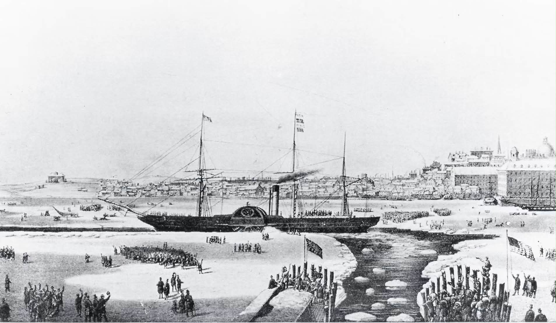 THE  NAVY リトグラフ1840年 4th July holds a special place in Cunard's history. It was on 4th