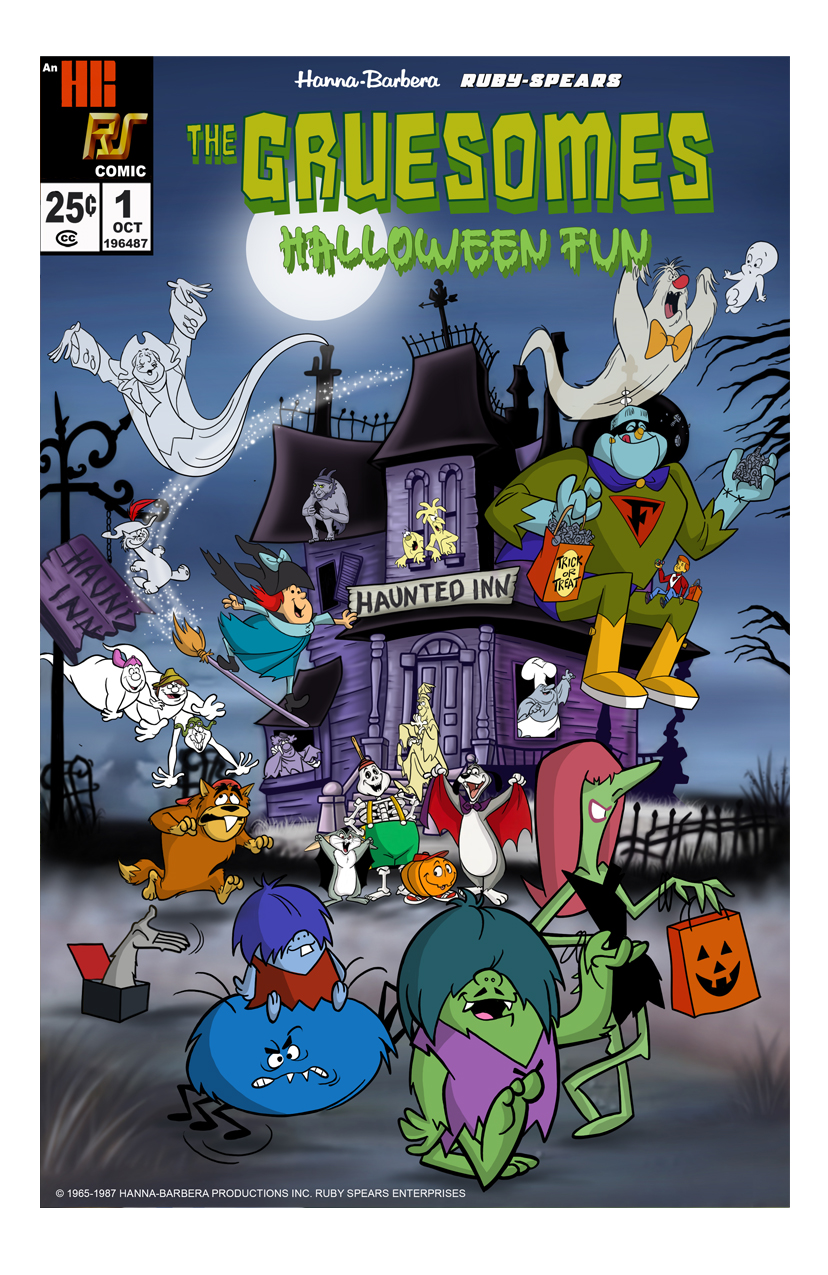Fantasy comic book cover for The Gruesomes Halloween Fun