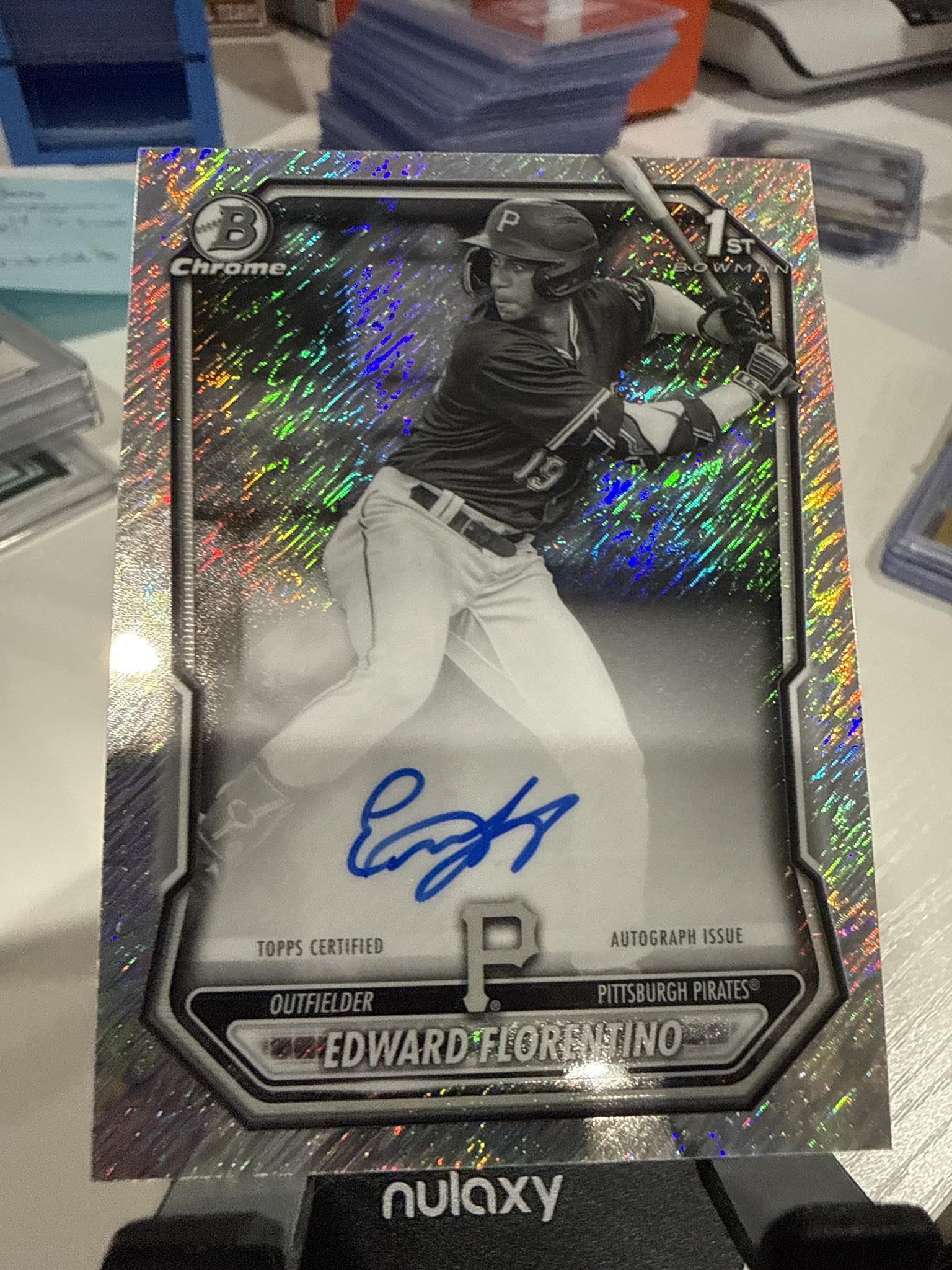 Edward Florentino 1st Bowman Chrome on-card auto blue ink black 
