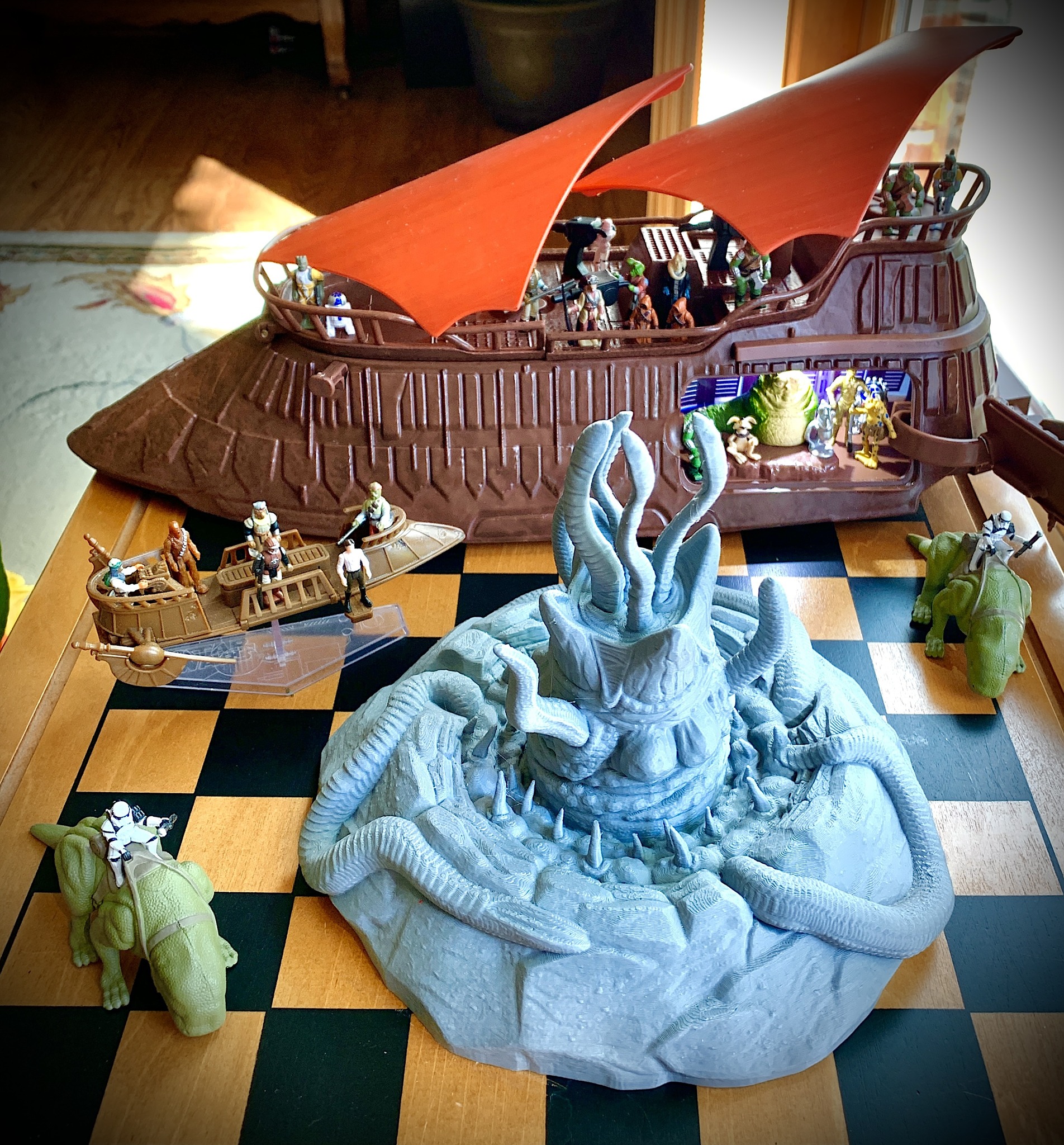 Jabba's Sailbarge popcorn bucket with 1/72 micro galaxy squadron