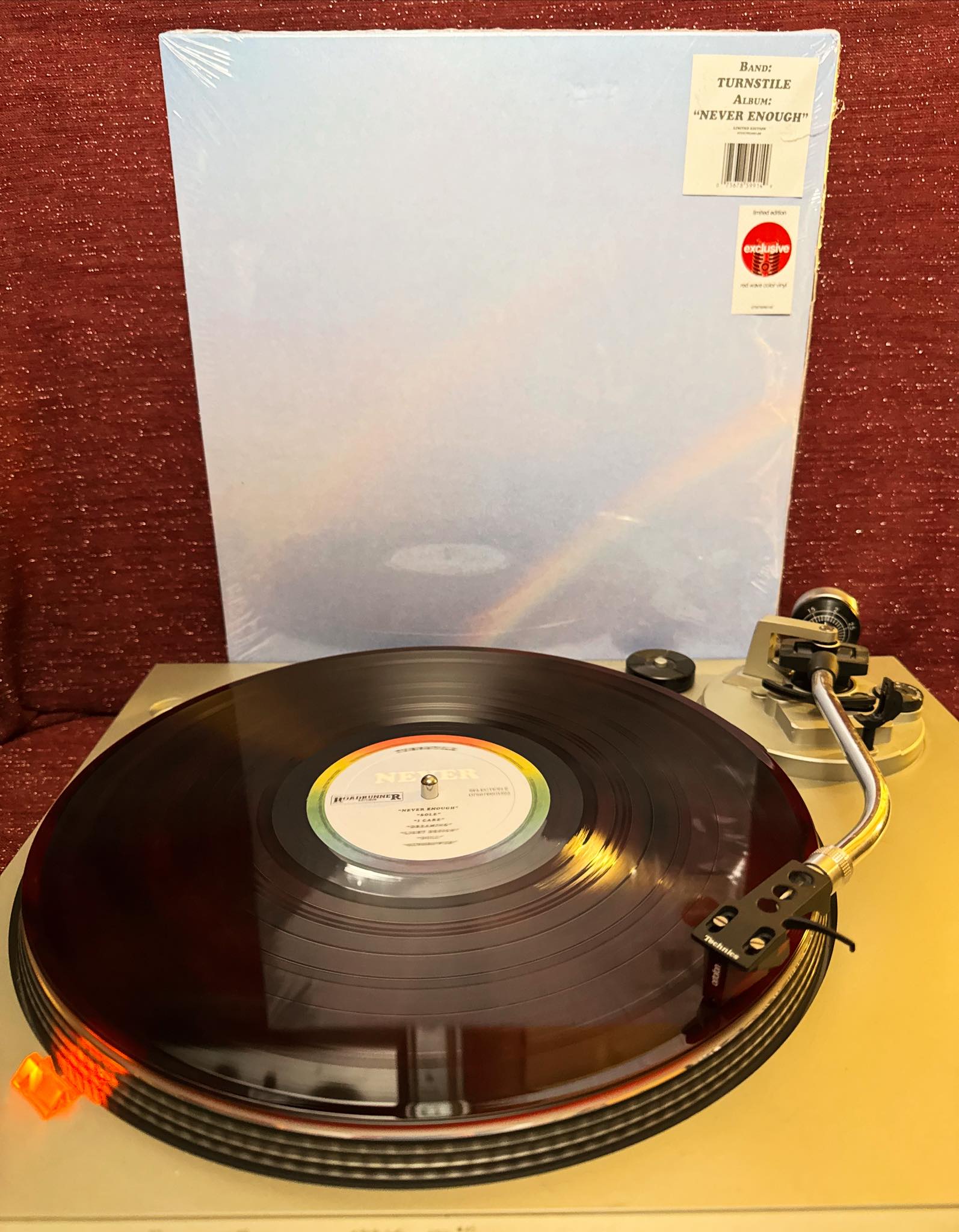 Turnstile's Never Enough album on red wave colored vinyl