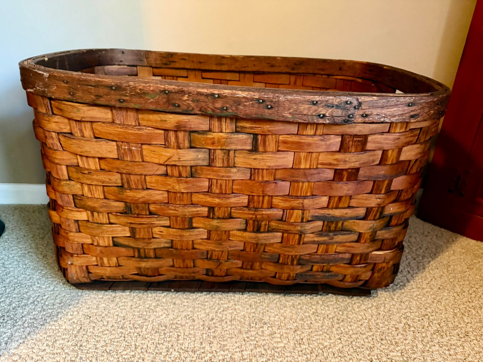 What was this large antique factory basket used for?