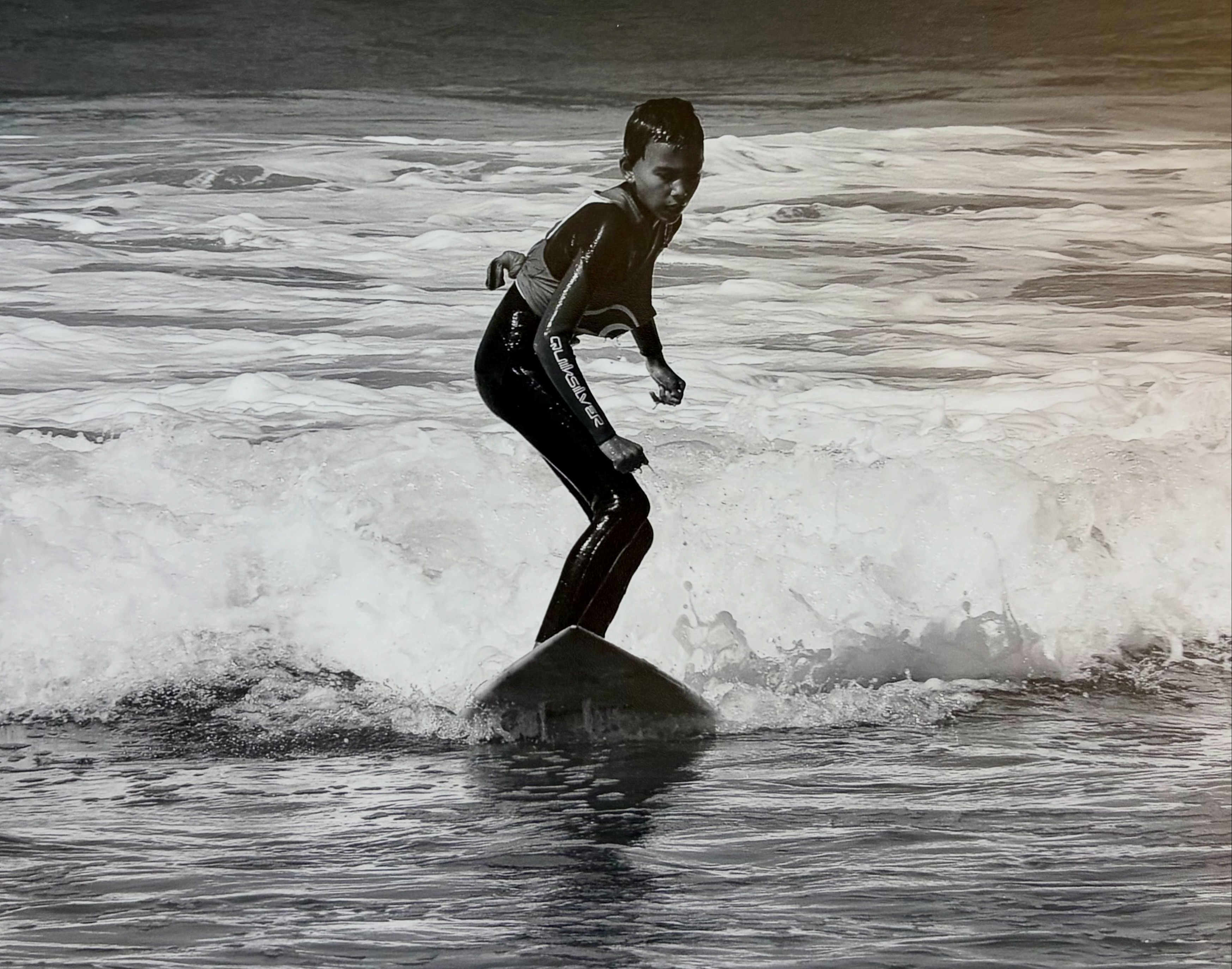 Surfside 70s super-grom heat with classic boards in Sunset Beach