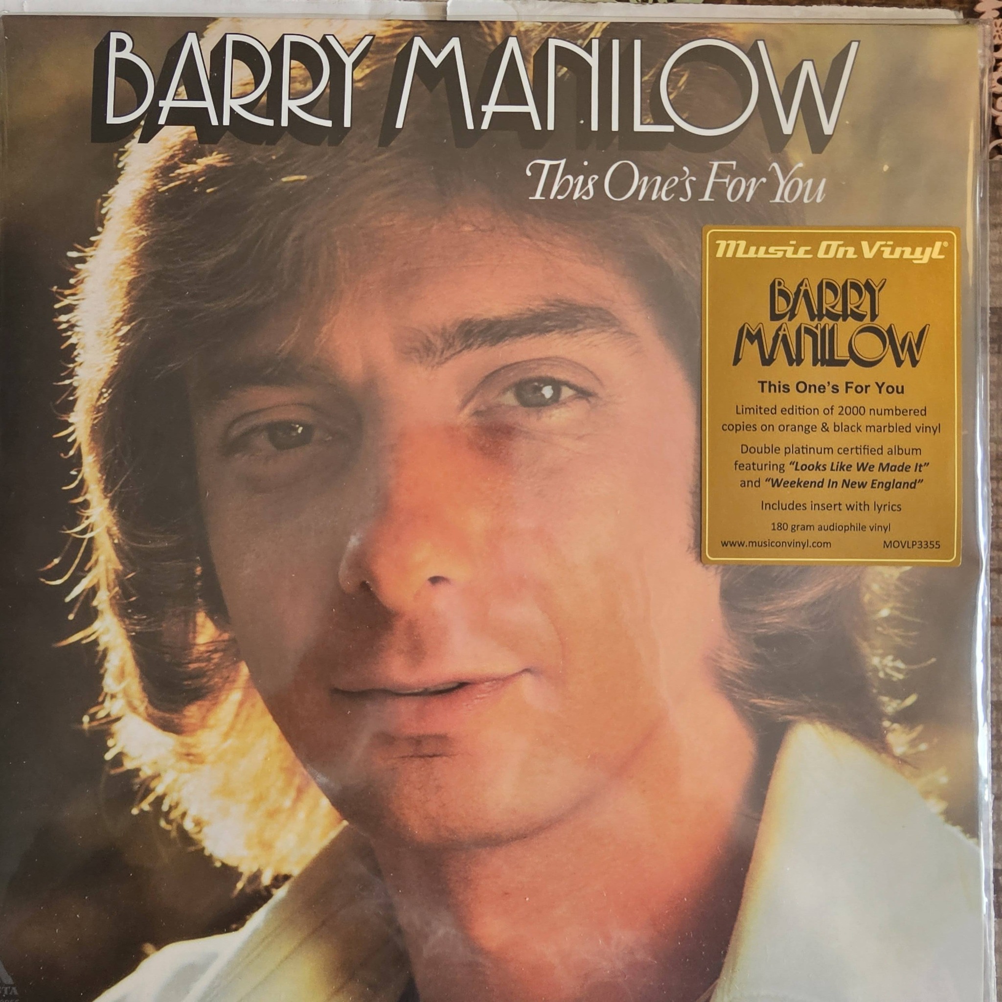 Barry Manilow's This One's For You on orange and black marbled vinyl
