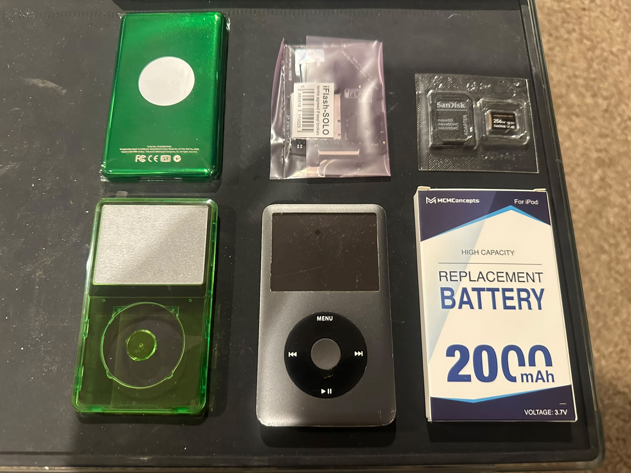 iPod Classic 7th Gen mod with 256GB iFlash Solo and 2000mAh battery