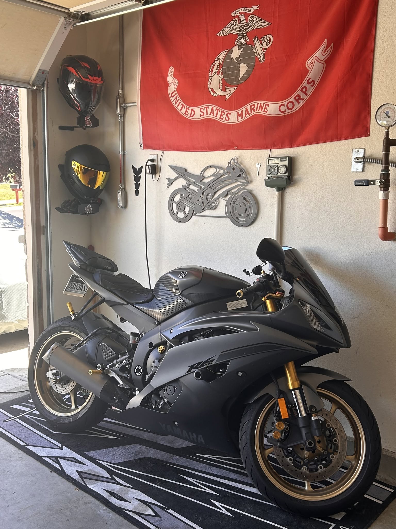 Custom steering damper installation on CBR1000RR motorcycle