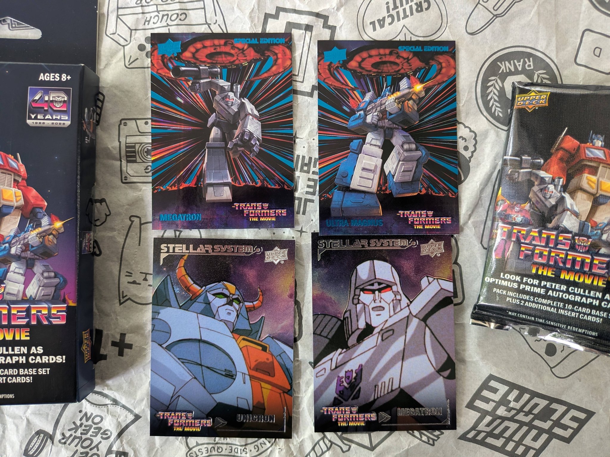 Transformers The Movie 40th Anniversary Cards and Collectibles