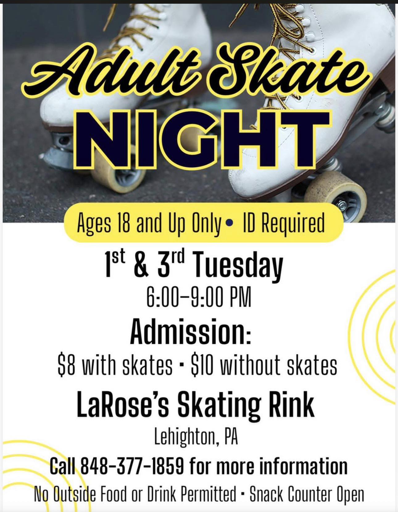 LaRose's Skating Rink adult skate night on Tuesdays
