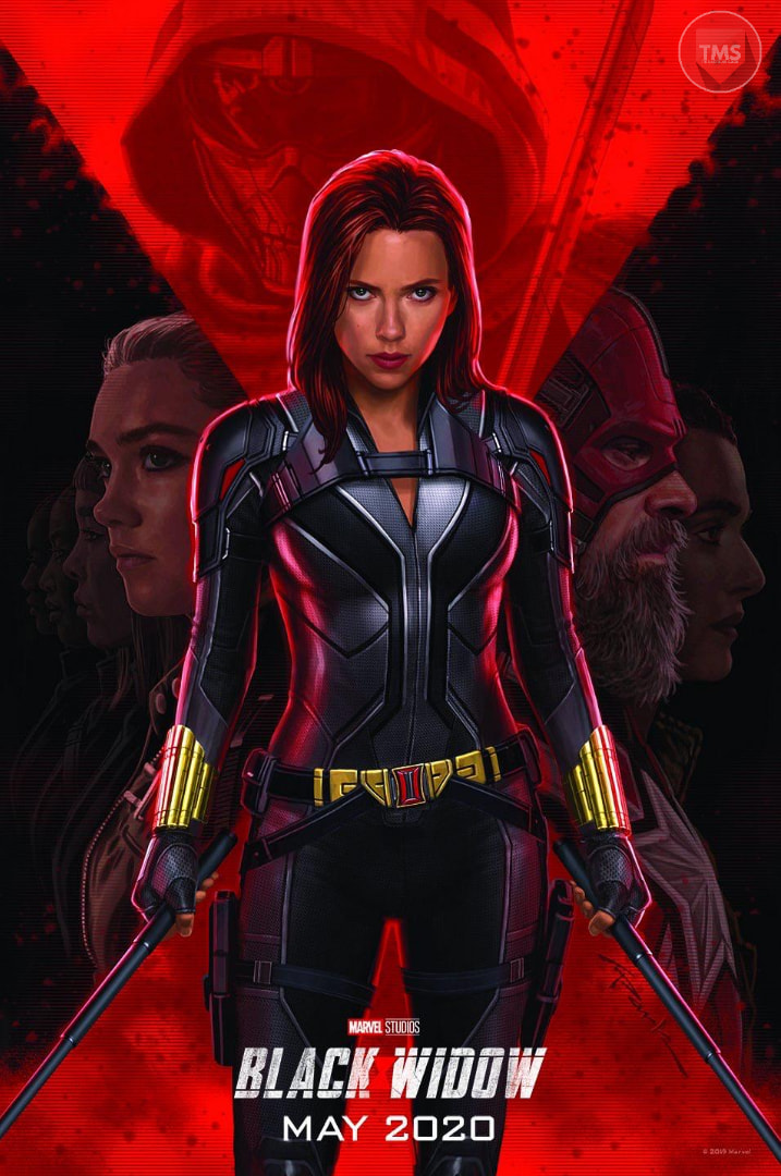 Kevin Feige with the CCXP Black Widow poster. (Michelle/Nerds Love