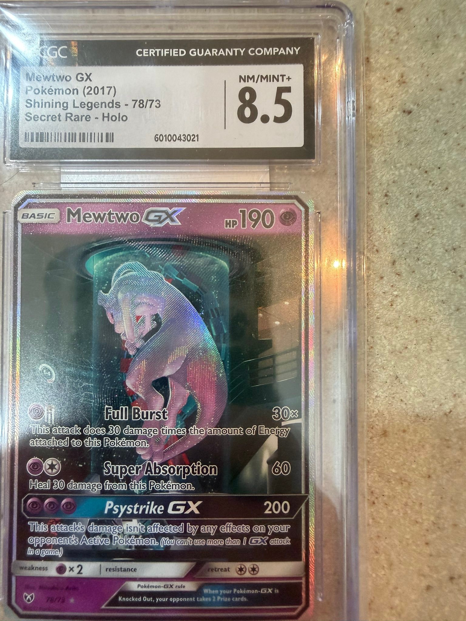 CGC 8.5 Shining Legends Mewtwo GX display picture 1