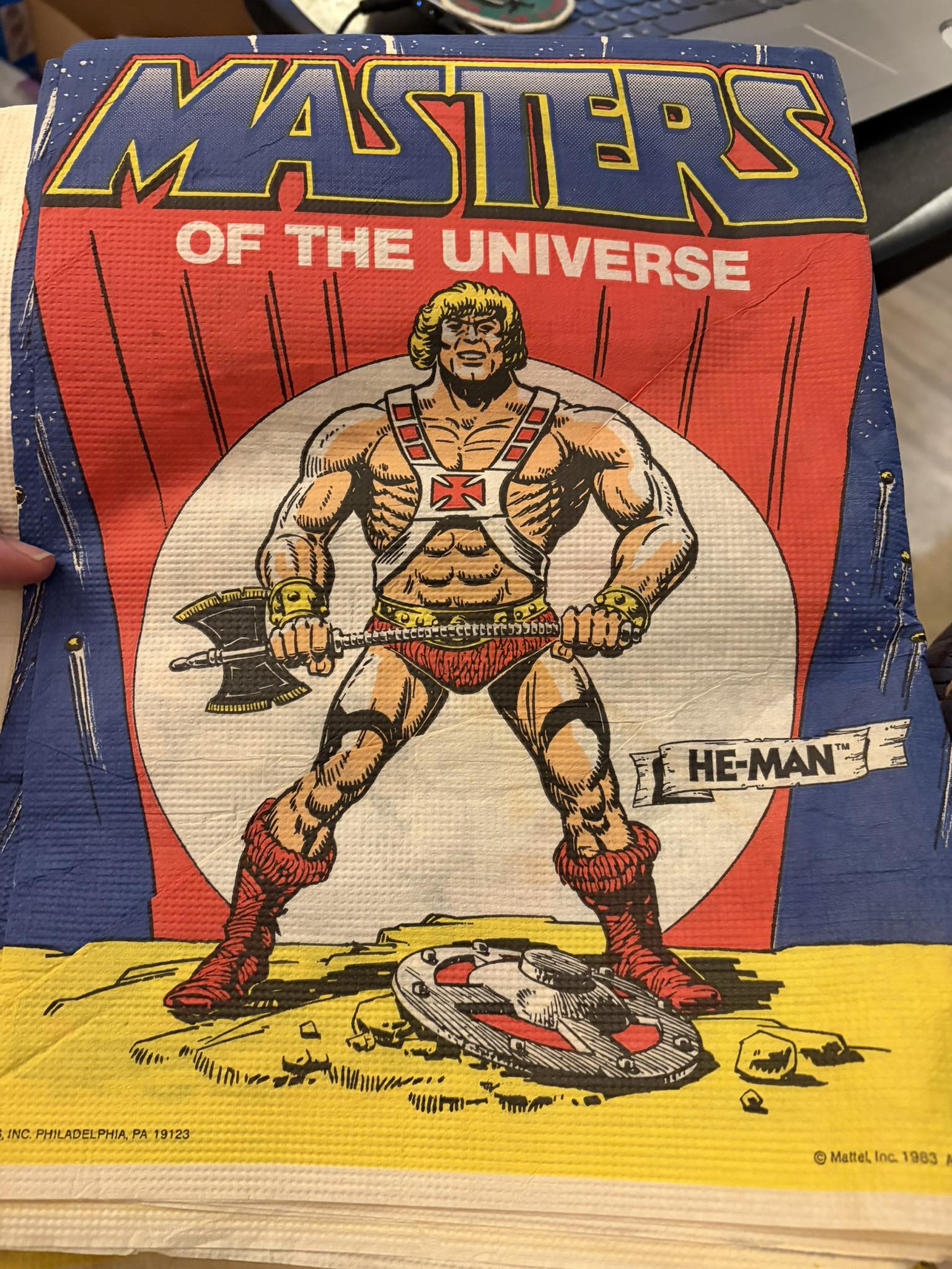 Vintage He-Man tablecloth from 1983