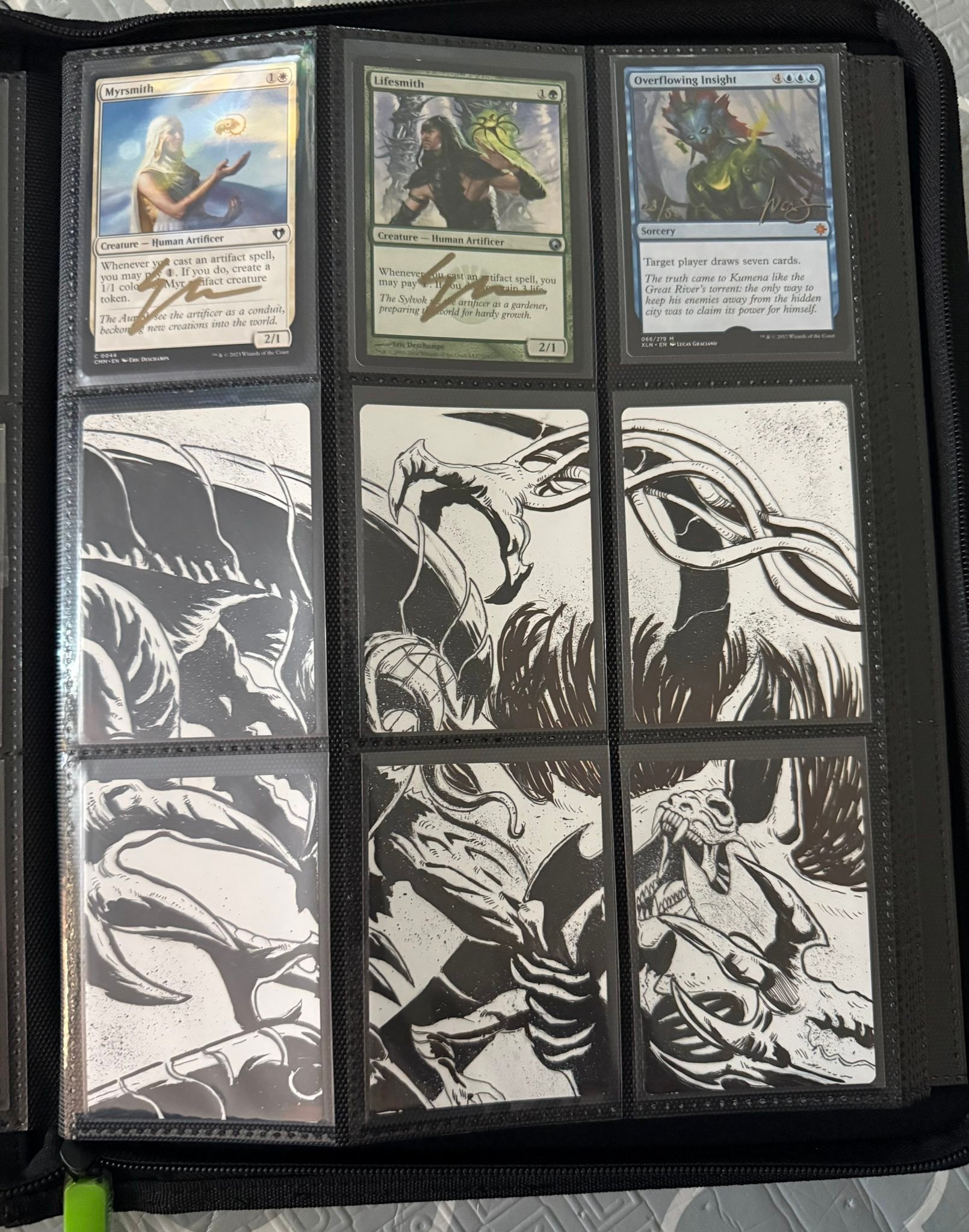 mtg card binder pages The Original Monster Trading Album- 20 Side Loading 9- Pocket TCG Binder- Holds 360 Sleeved Trading Cards-Matte Black w/White Pages- Compatible with Yugioh, Pokemon, Magic the Gathering Cards : Toys Pages are actually sewn in for added durability TiopLior Zip MTG Card Binder