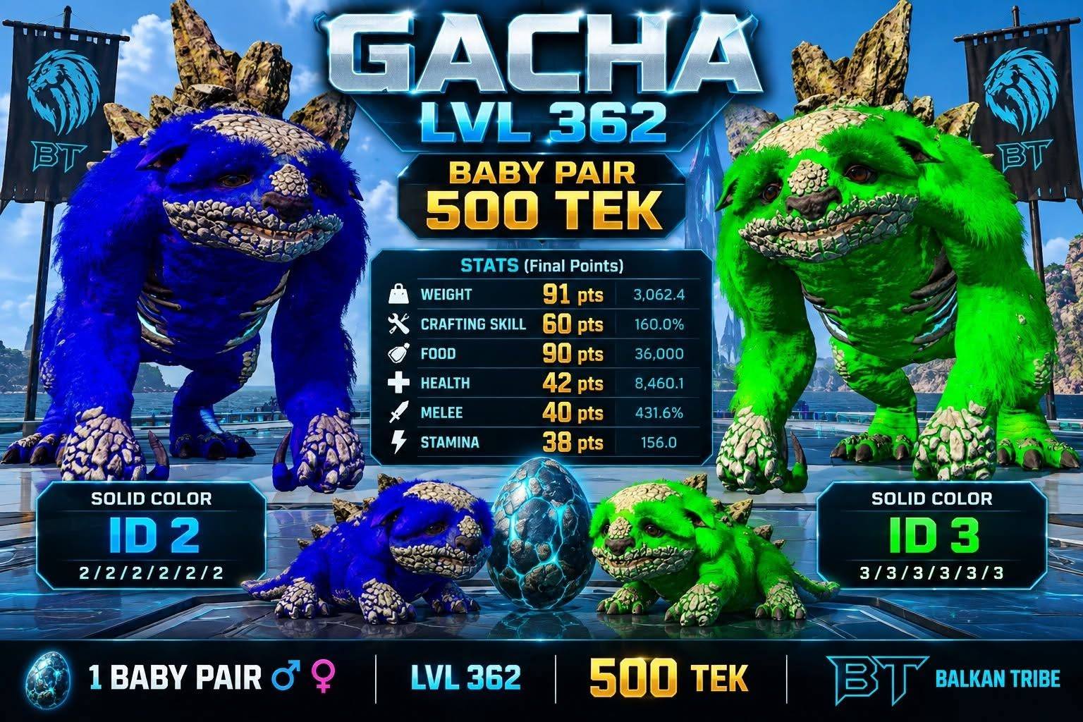 Ark Survival Ascended Gacha Baby Pair for Sale - 500 Tek Ceilings