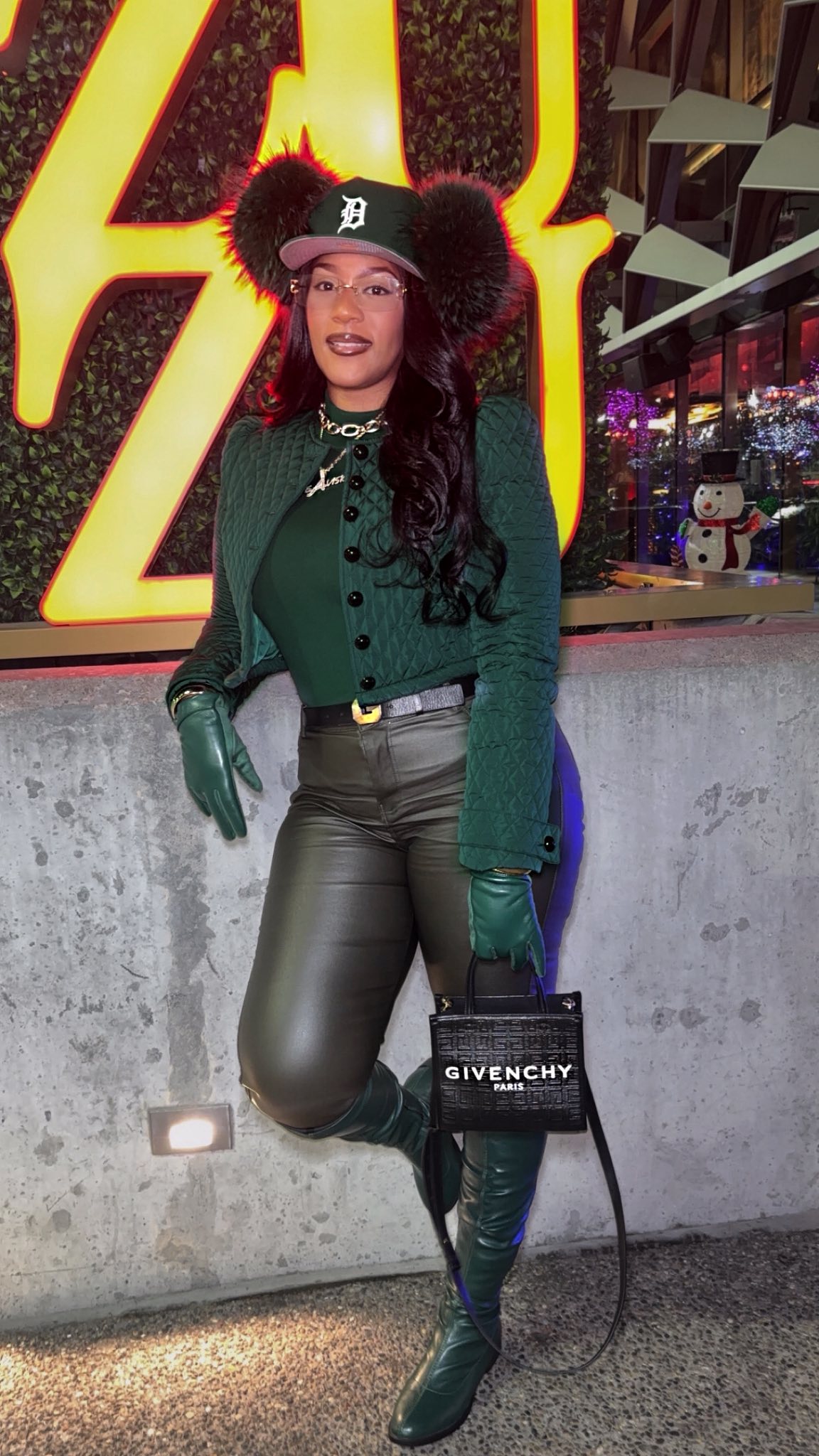 Recreated the trucker fur hat in my own way — luxury green.”