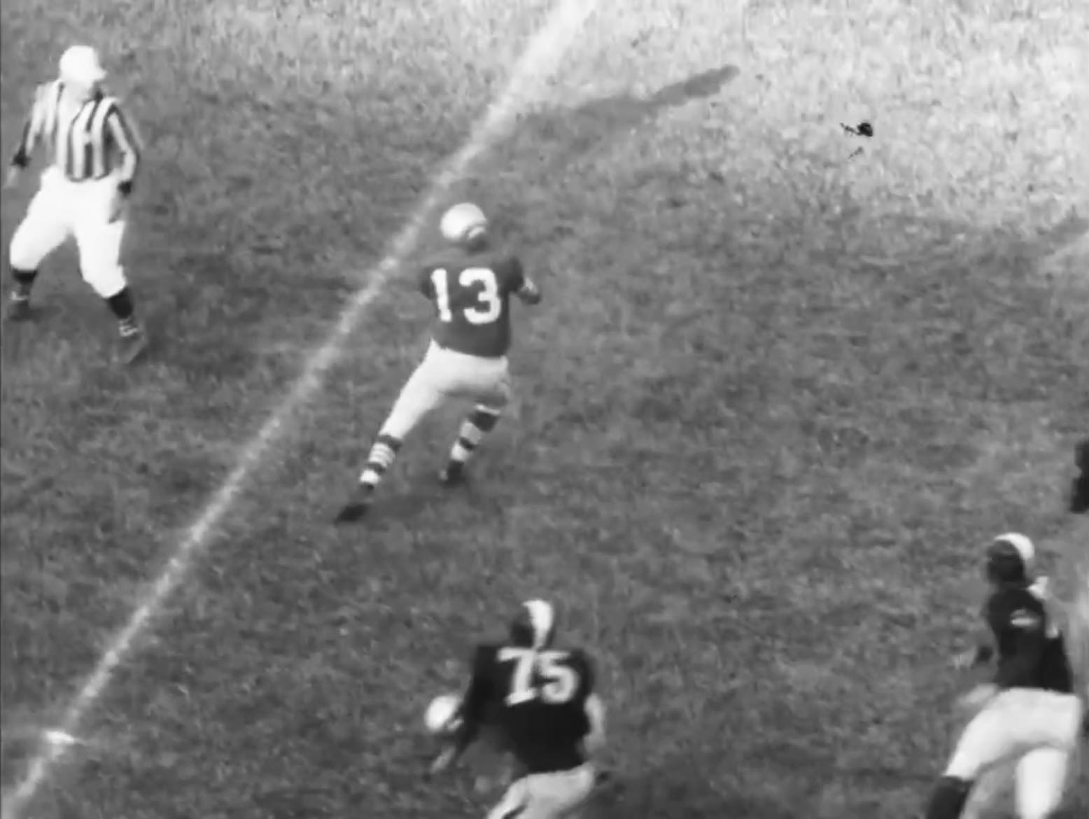 Gino Marchetti tackles Frankie Albert at Kezar Stadium