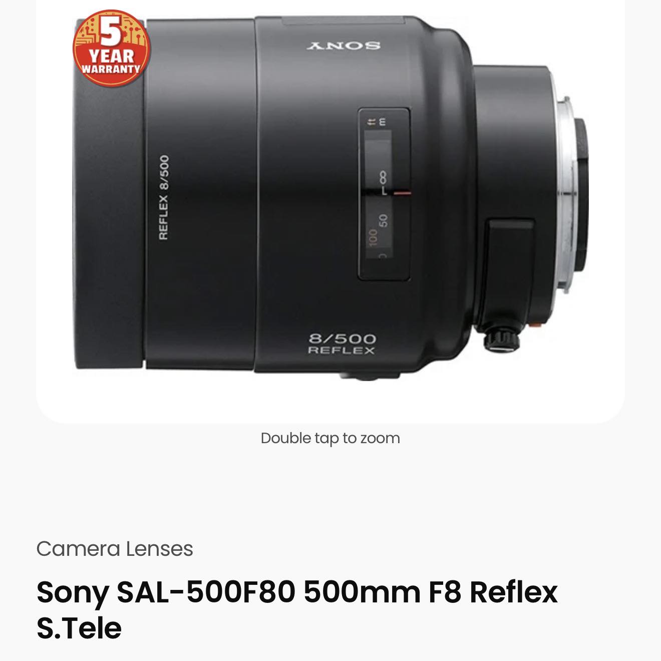 Experience with Sony SAL-500F80 500mm F8 Reflex lens?
