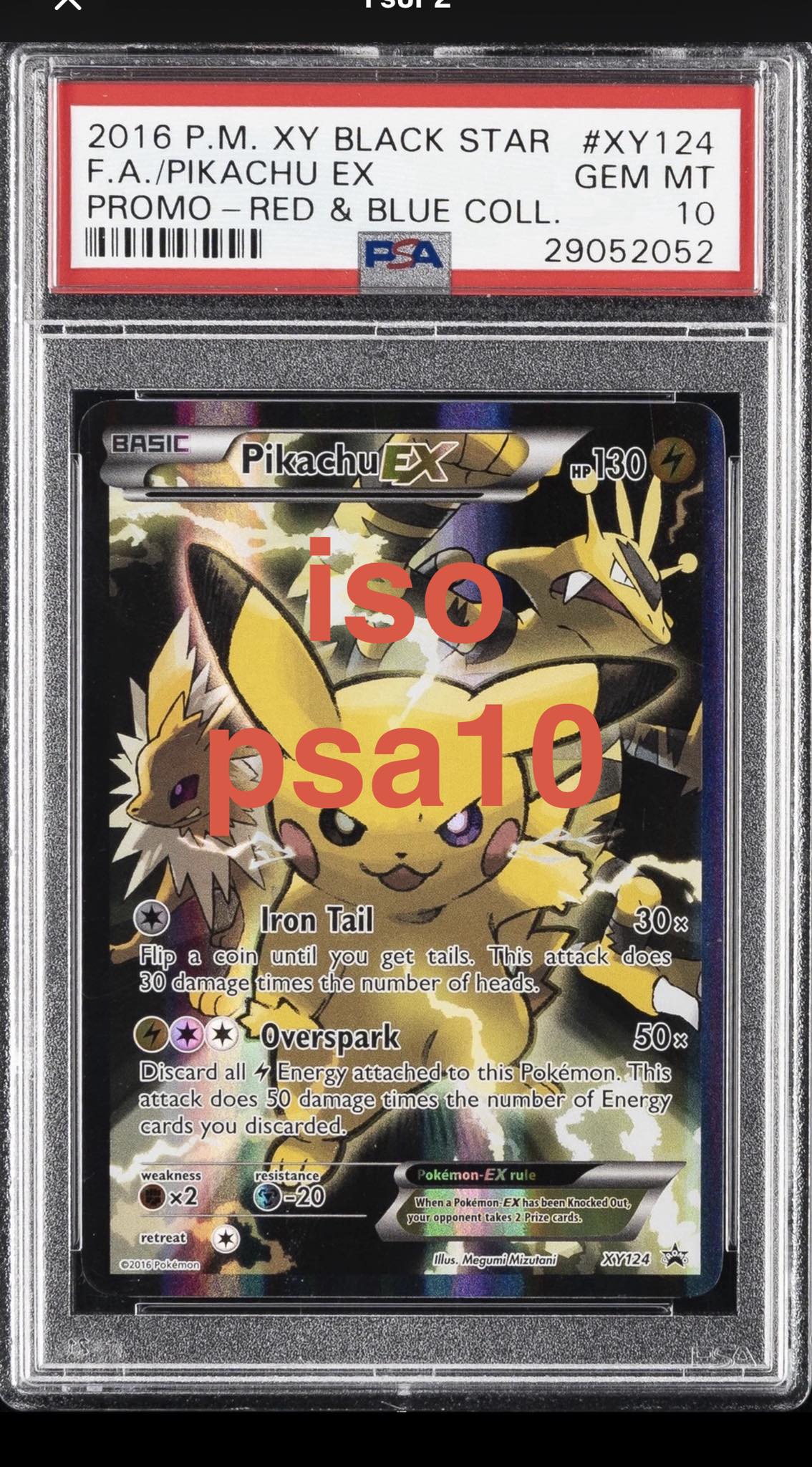 Pikachu XY124 card for sale