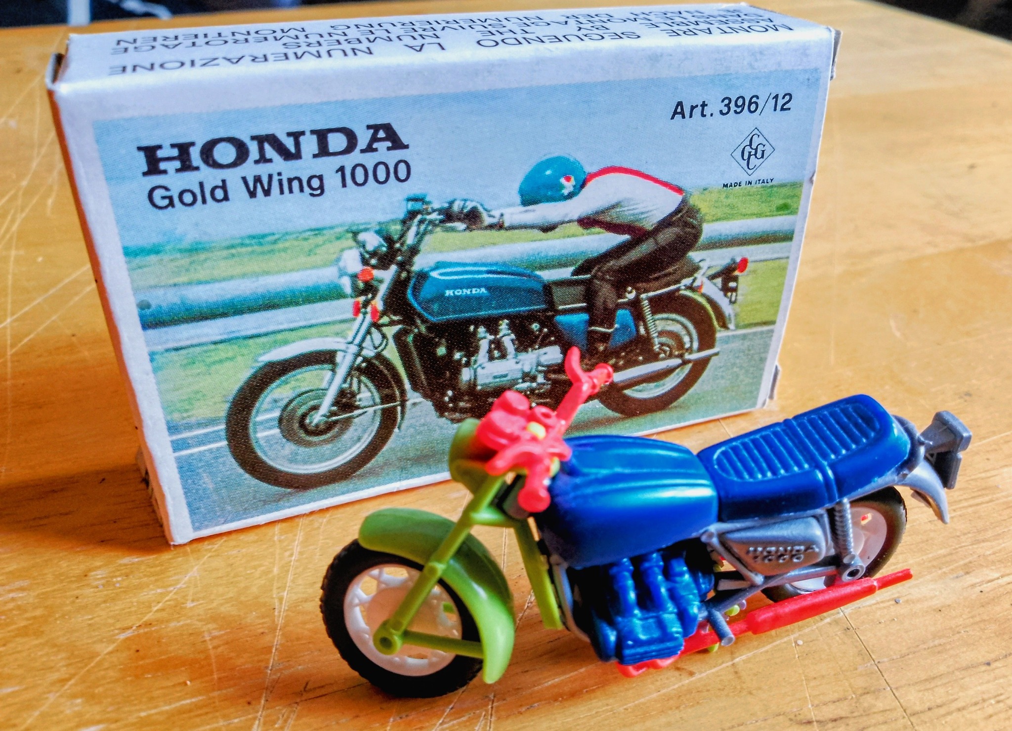 Vintage plastic motorcycle sparks memories of childhood and toy