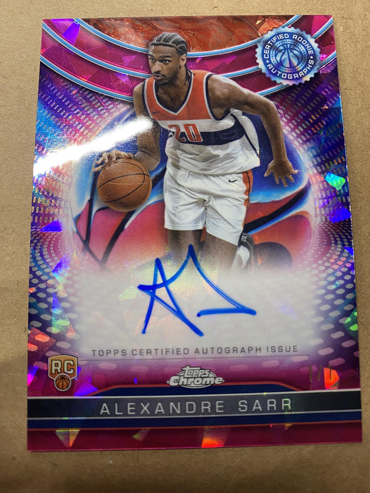 Alex Sarr 1/1 tops chrome sapphire papa
