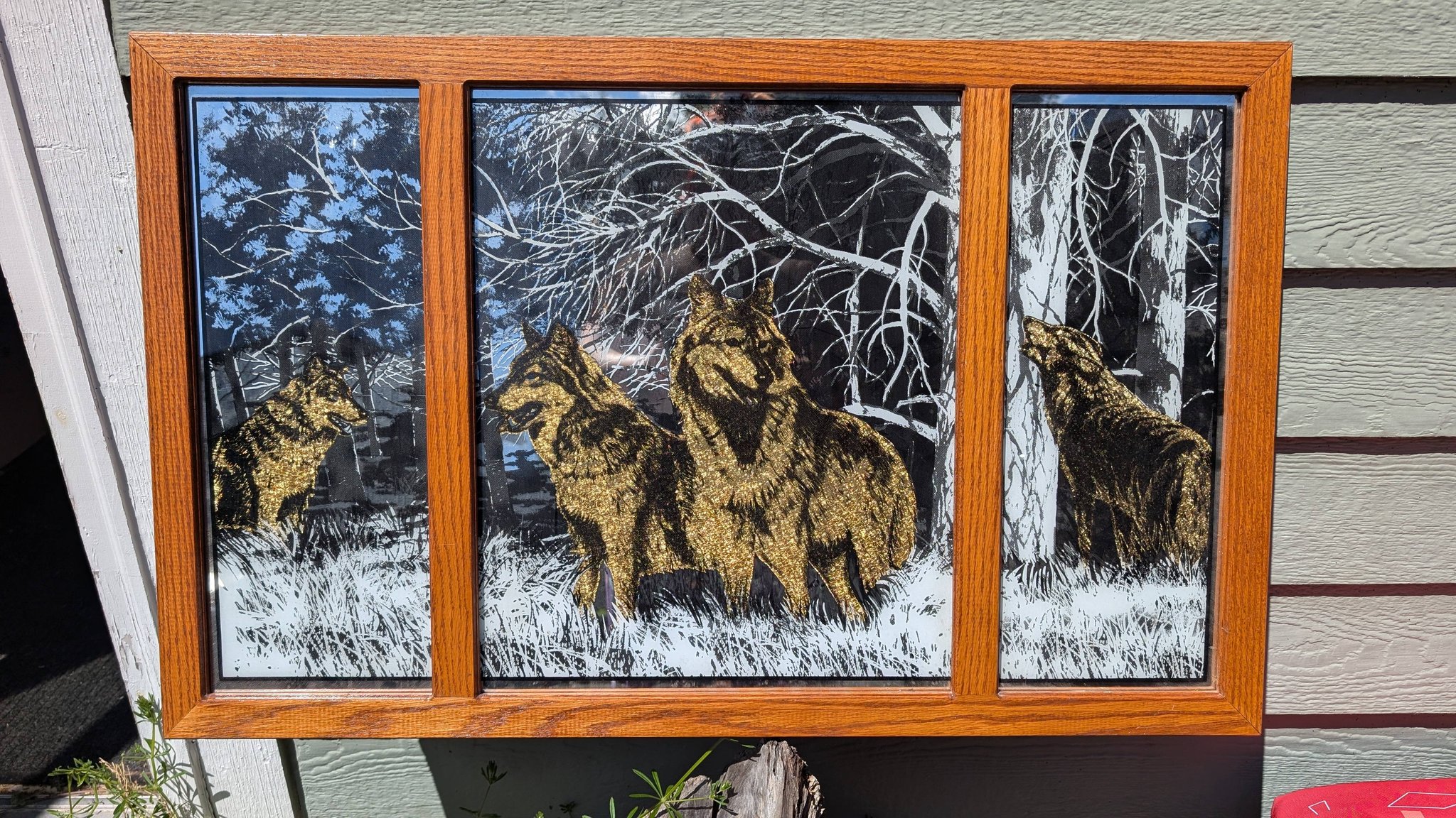 What is the value of a large, framed, 3-panel etched mirror?
