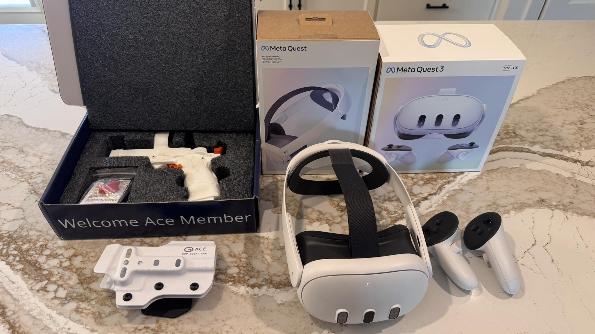Meta Quest 3 512GB with Elite Strap and Ace VR accessories for sale