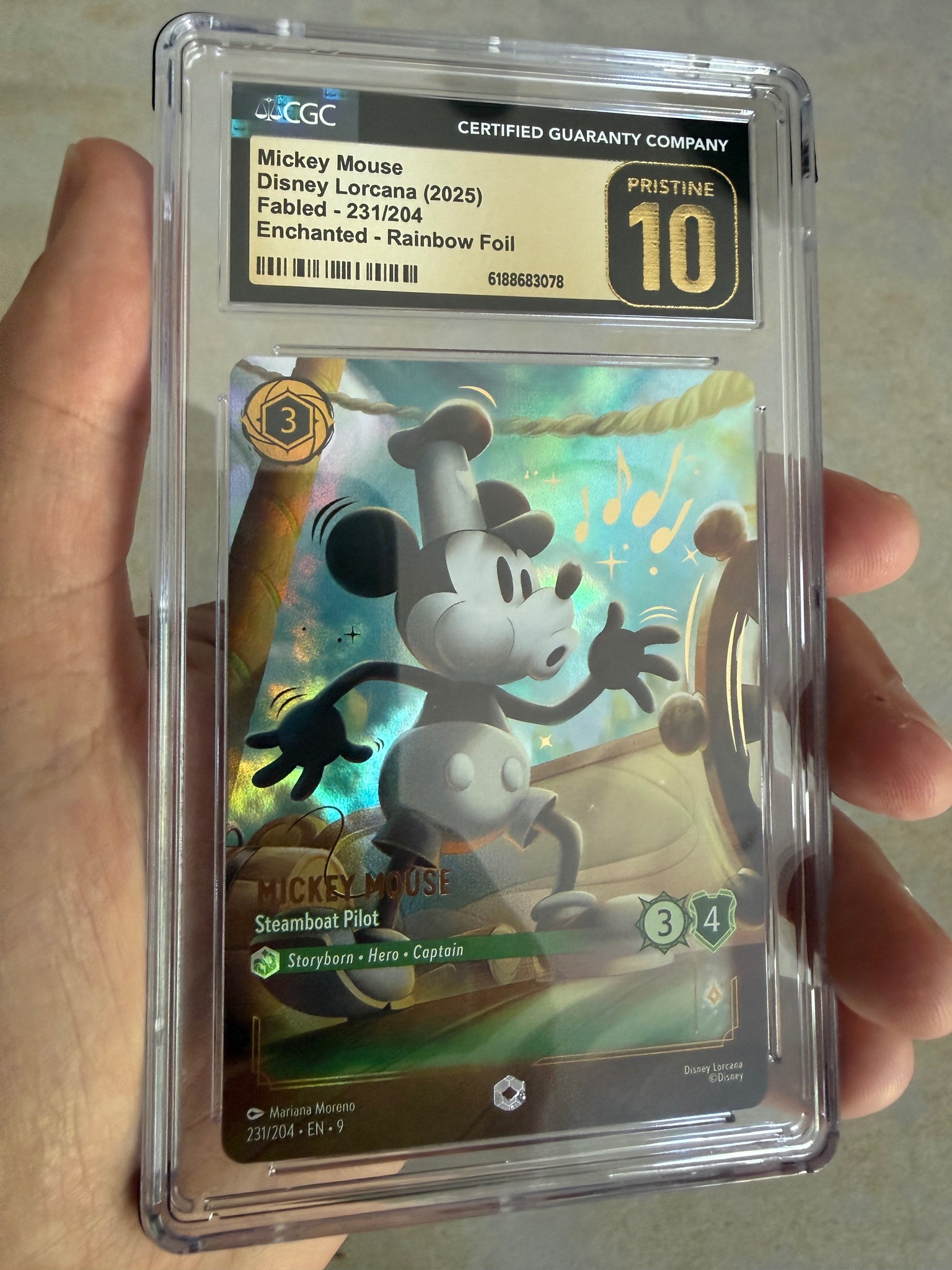 Rare Disney Lorcana Mickey Mouse Pristine 10 Enchanted Rainbow
