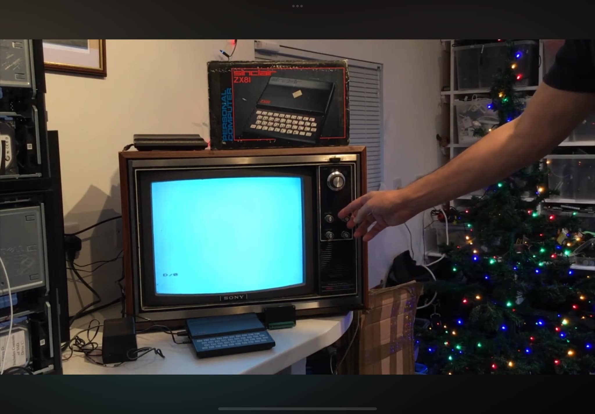 Retro Sinclair ZX81 computer setup with vintage Sony TV