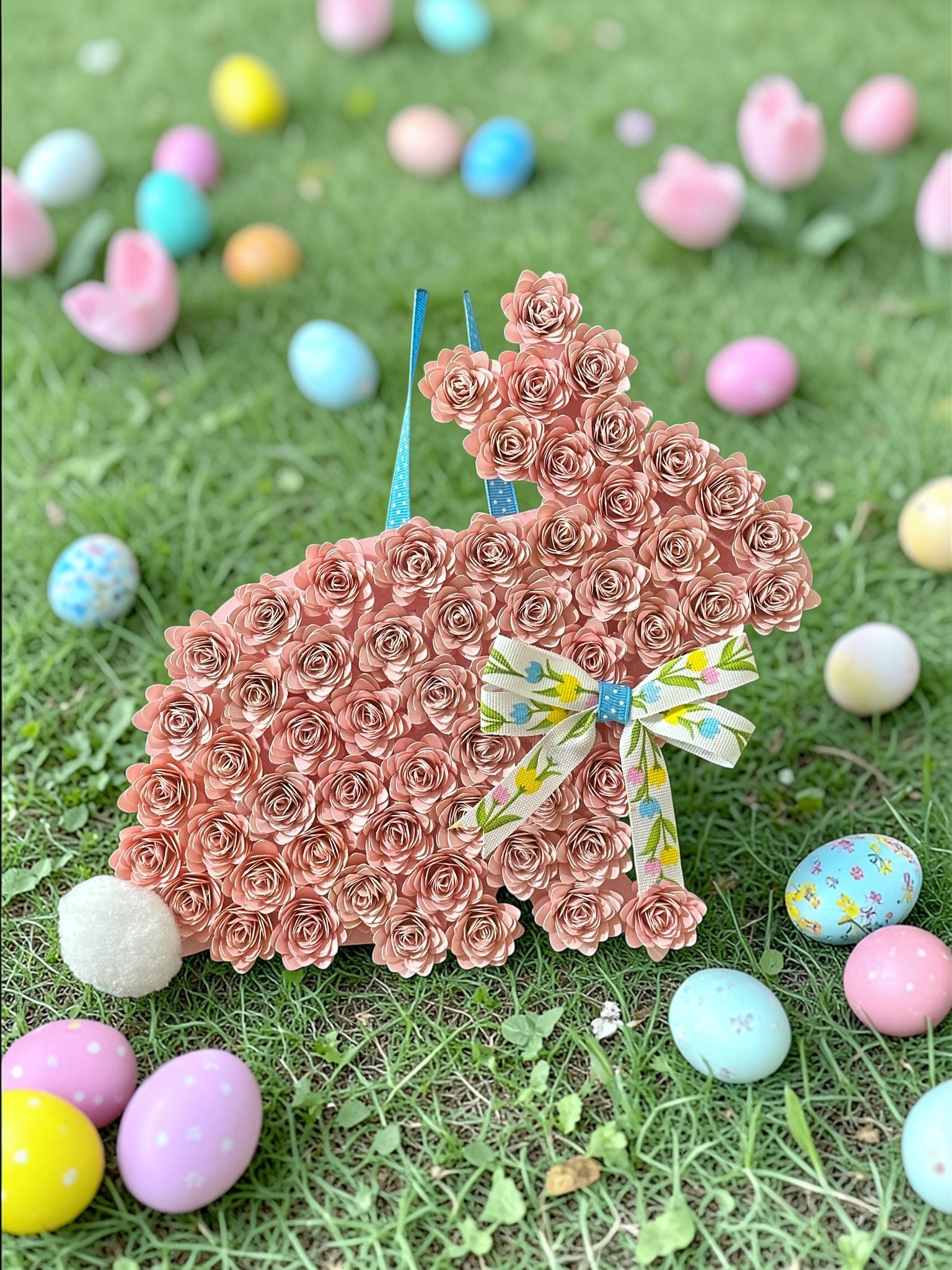 Broche Lapin De Pâques Avec Fleur Mauve - Bijou Fantaisie Printanier - Occasion