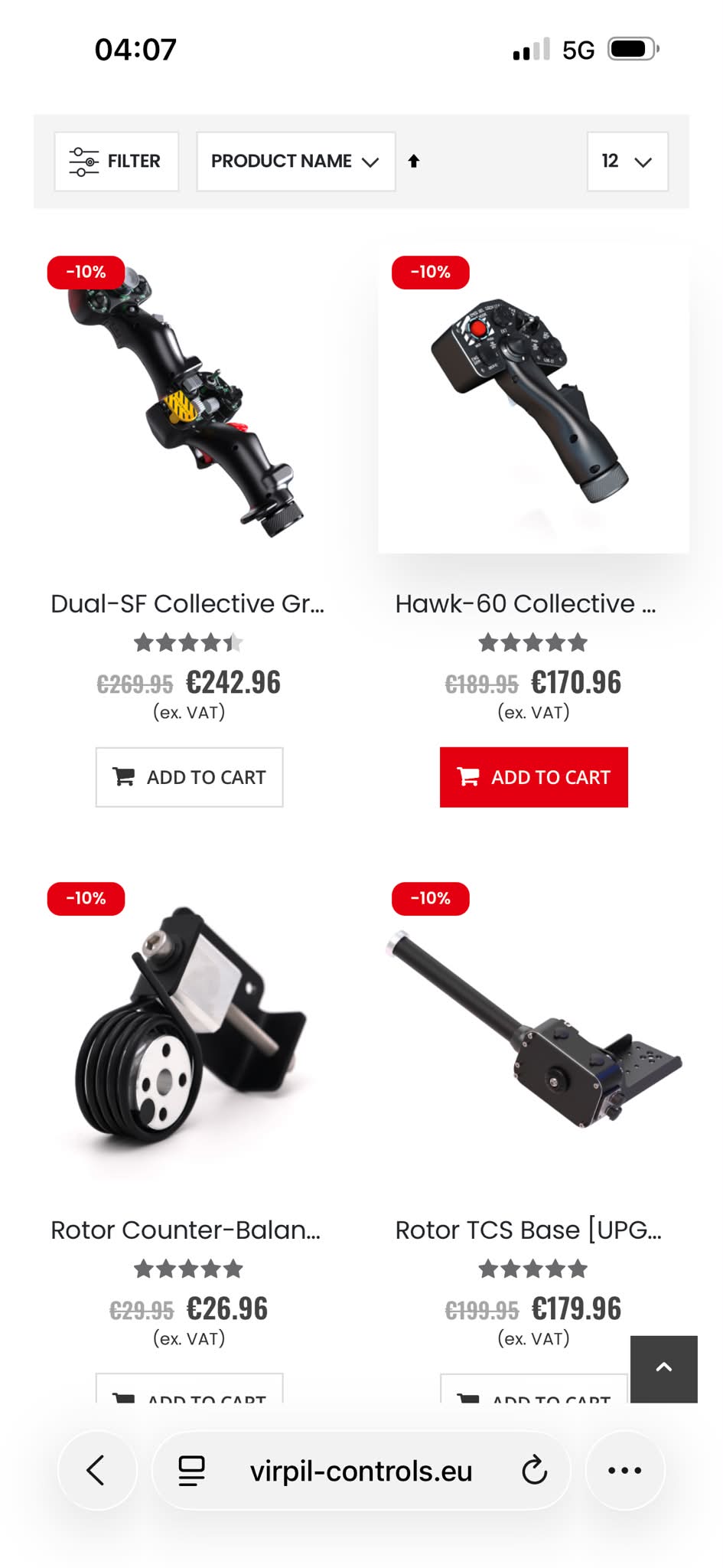 What is experience with Virpil Rotor TCS Base and Hawk 60 Collective?