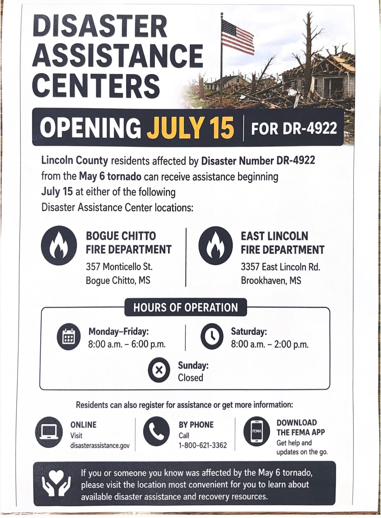 Two Lincoln Co. Disaster Assistance Centers opening after May tornado