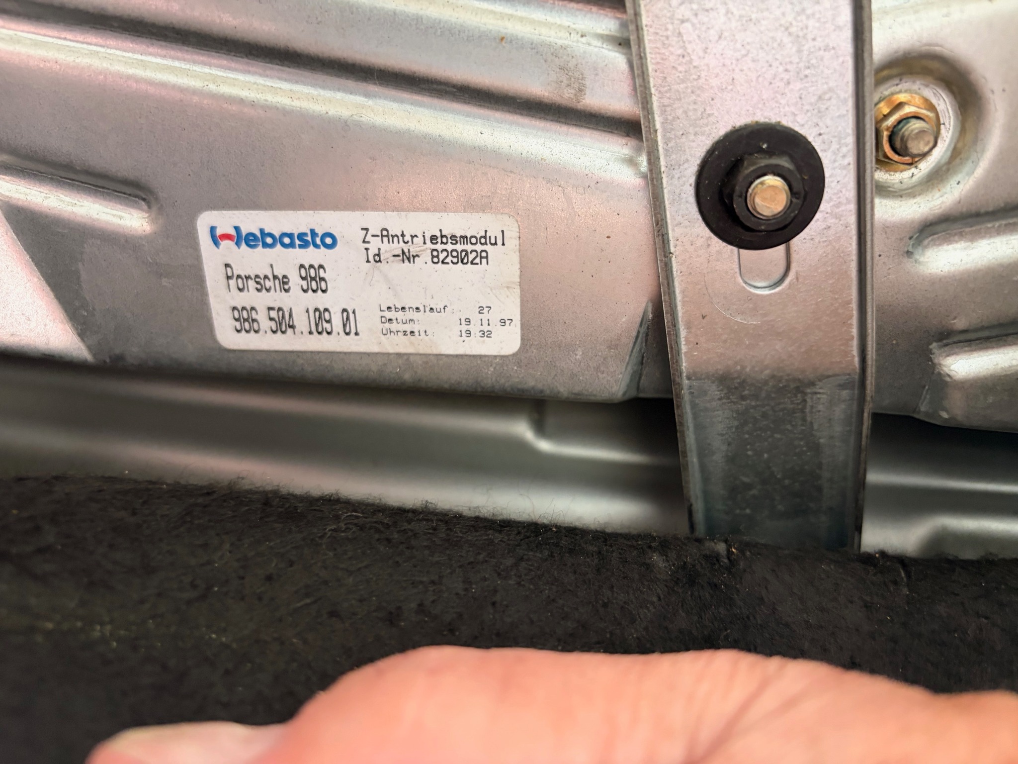 Where is the paint code on a 1998 Boxster?