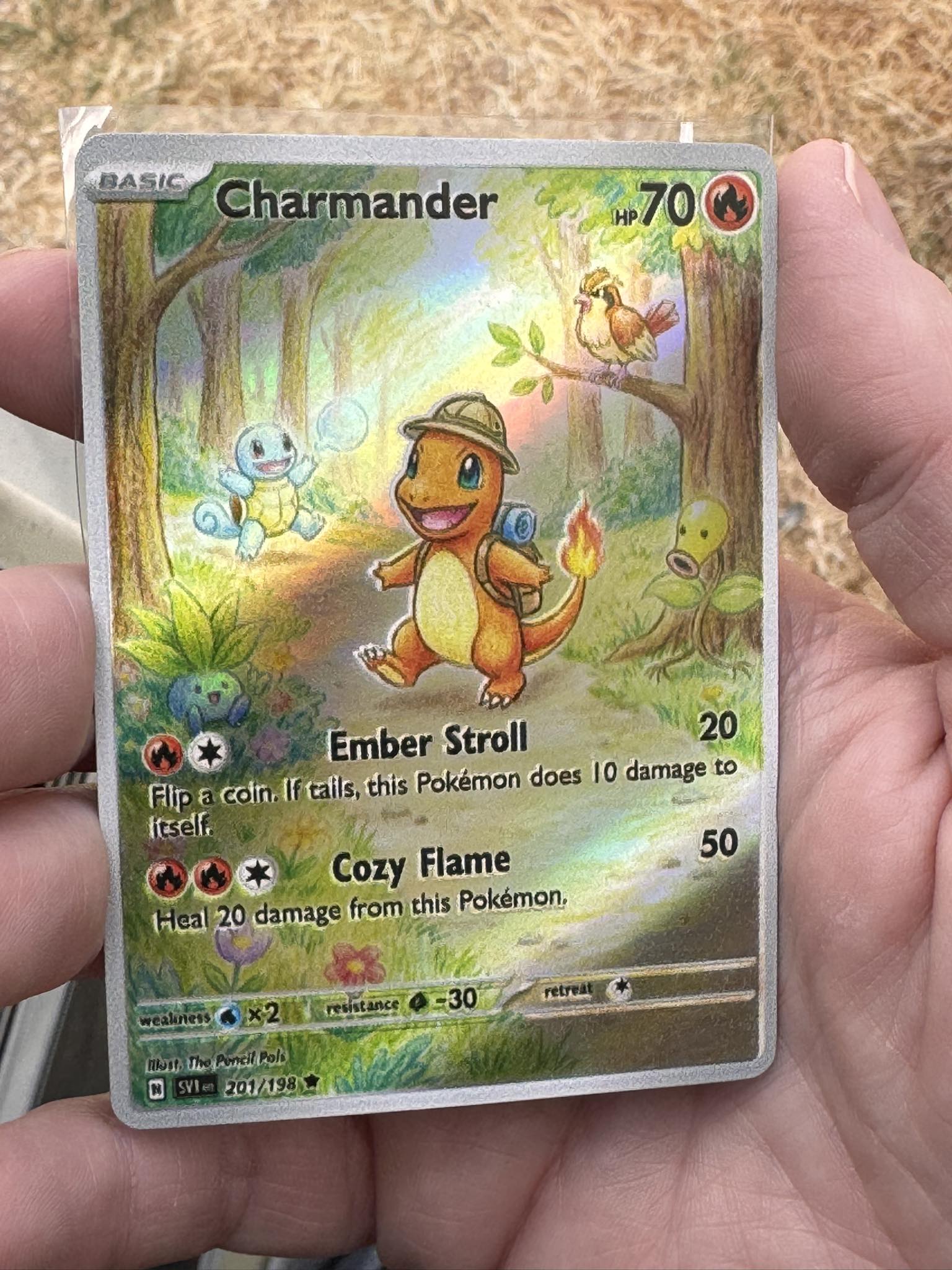 charmander pokemon card full art TCG RarityIllustration Rare Hit Points70 HP Fire Blazing Destruction Discard a Stadium in play. Fan art Charmander card with