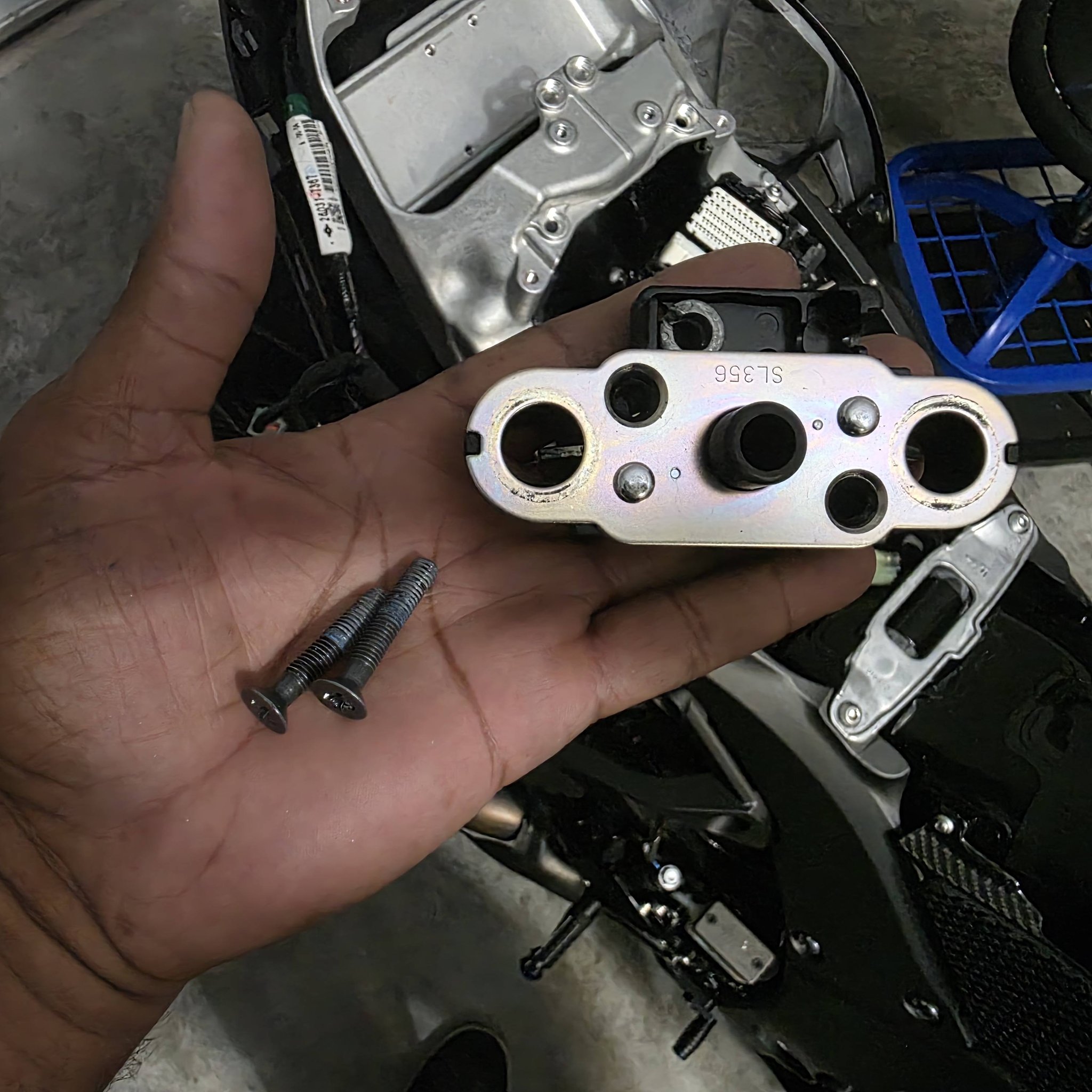 Removing blue Loctite screws on Kawasaki Ninja with Ridgid hammer