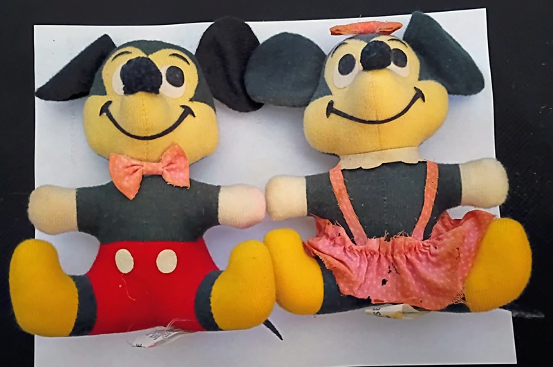 Vintage Disney World Mickey and Minnie Mouse dolls from 1970s