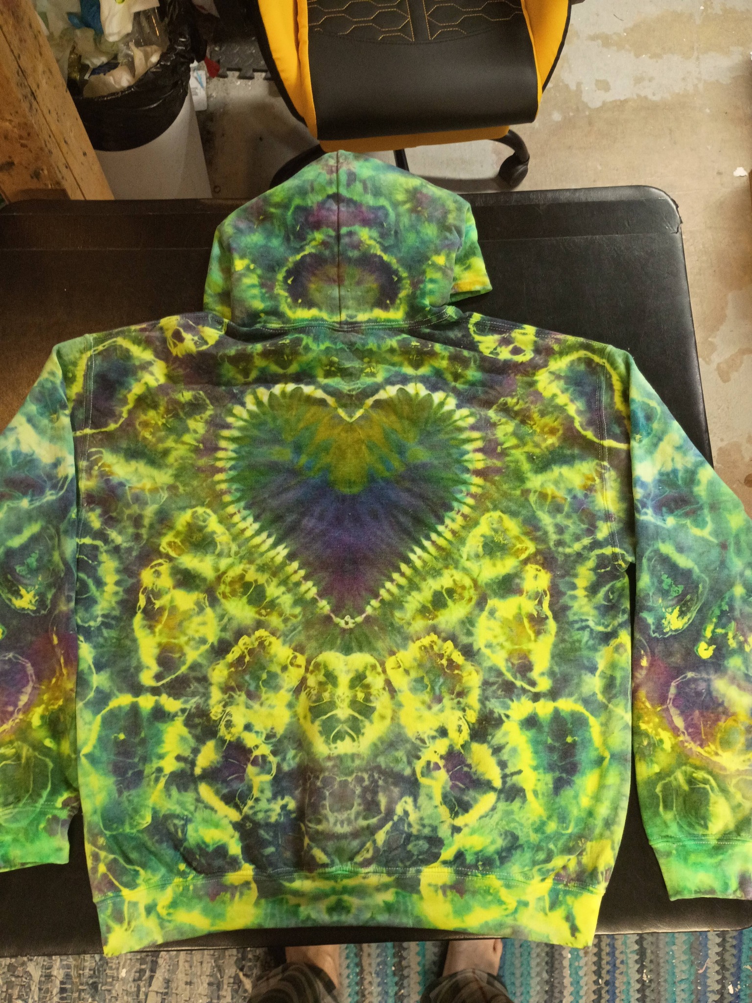 Strawberry skies and nightshade dye results on geode hoodie