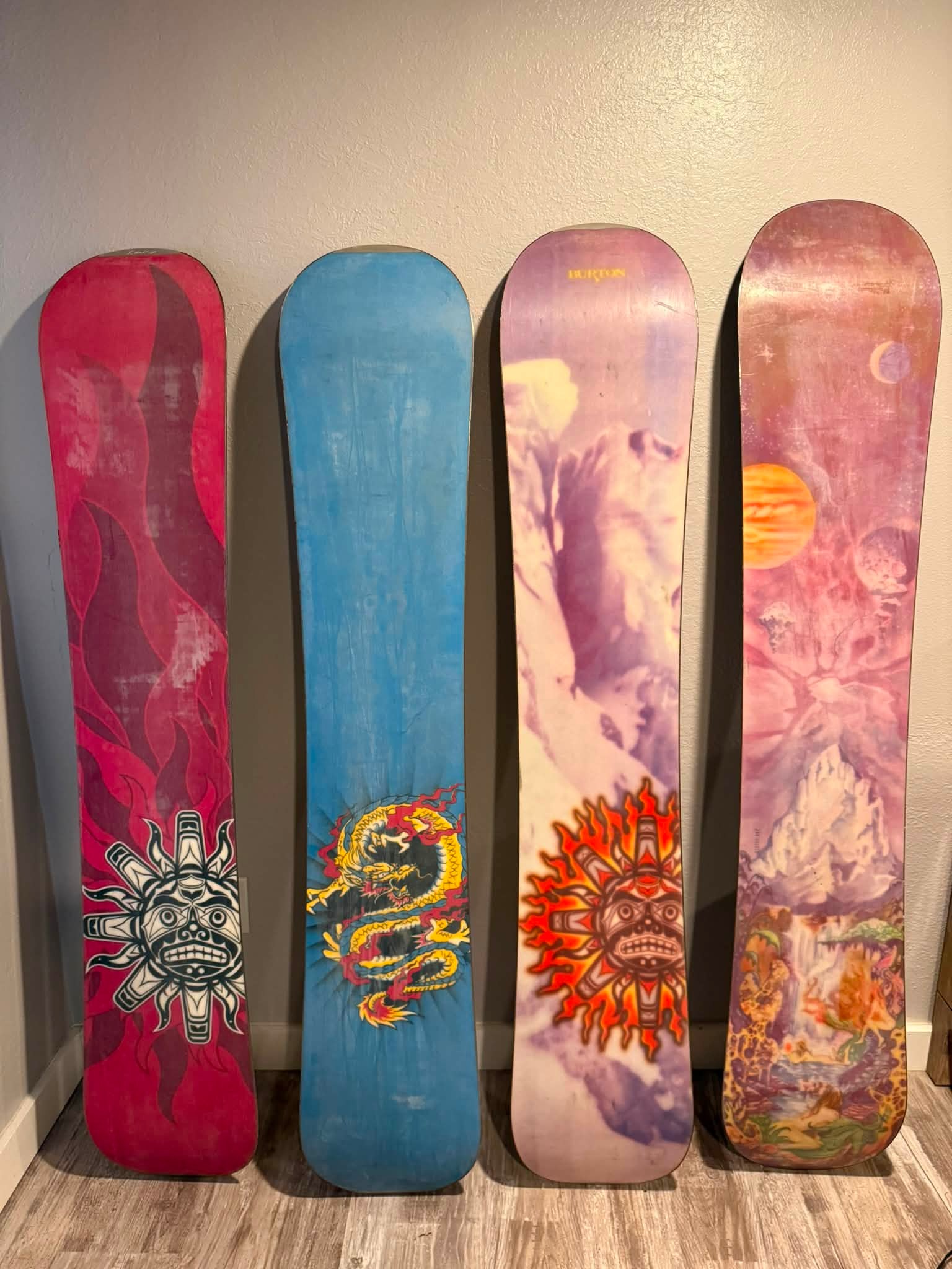 Scored Jim Rippey snowboard with Burton 3D bindings