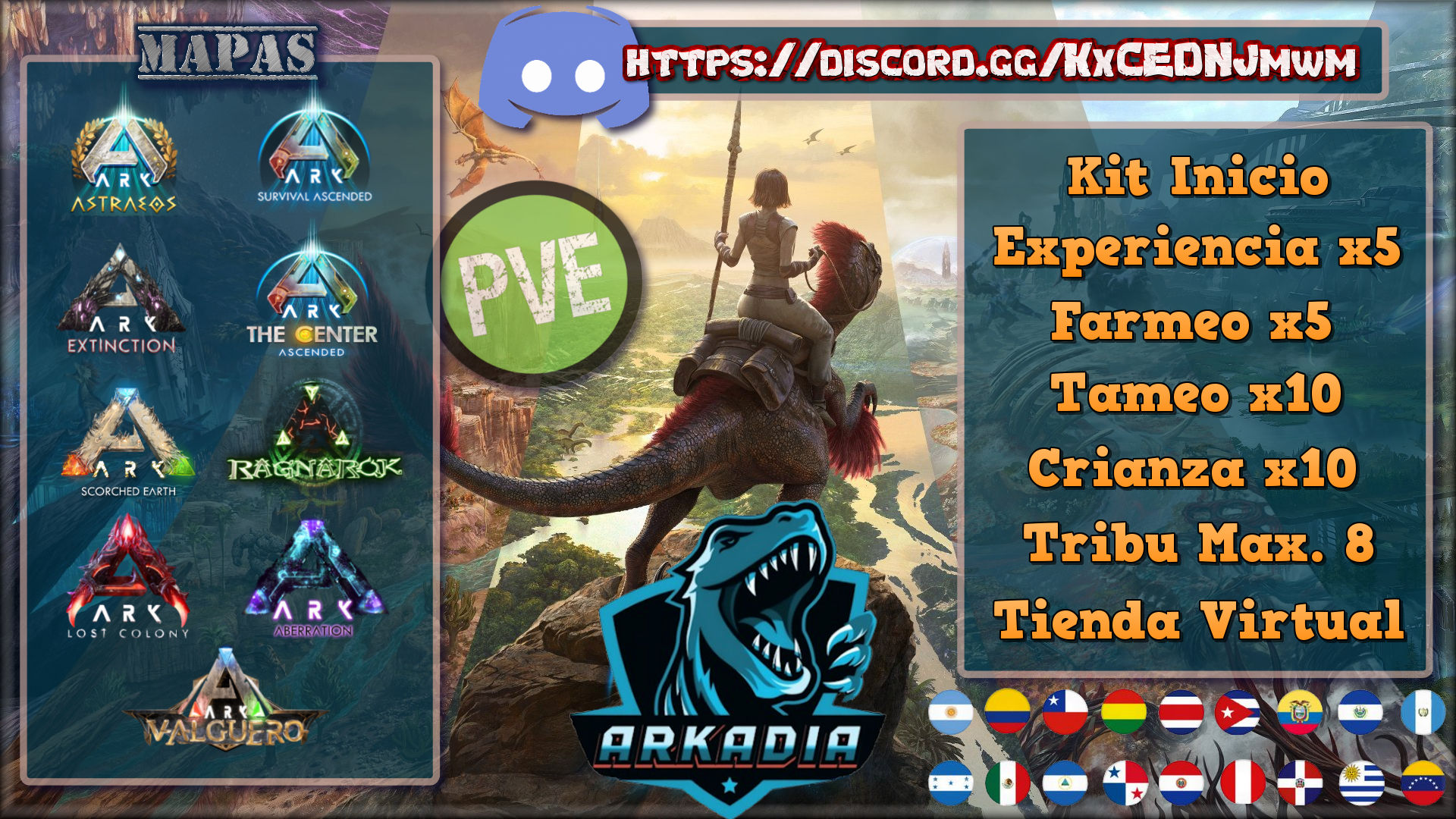 ARK SERVERS LATINOS OFICIALES Y DEDICADOS Y PVP AND PVE | 🛡️🌍 ARKADIA ...