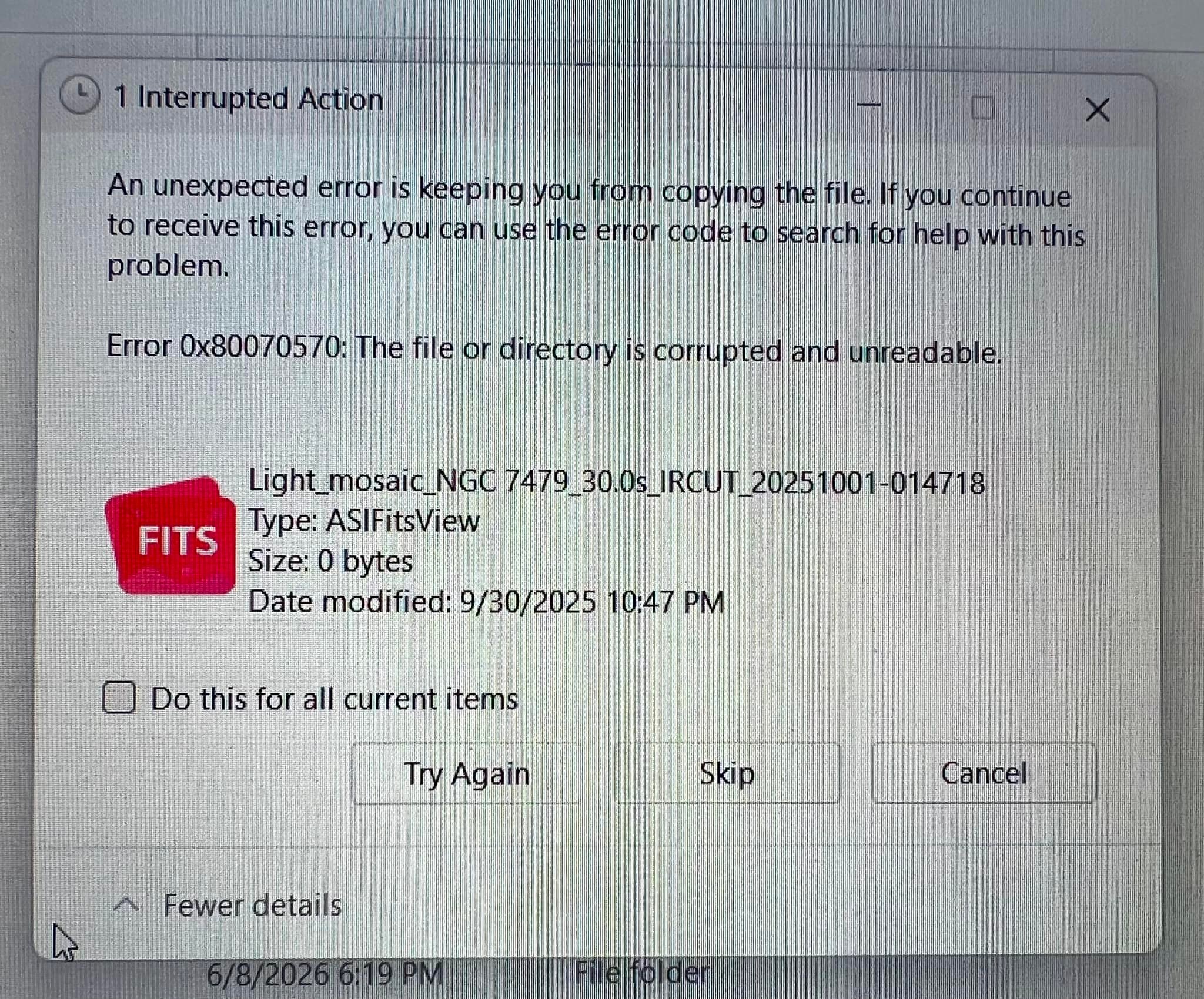 How to fix corrupted file errors on Seestar drive without full format?
