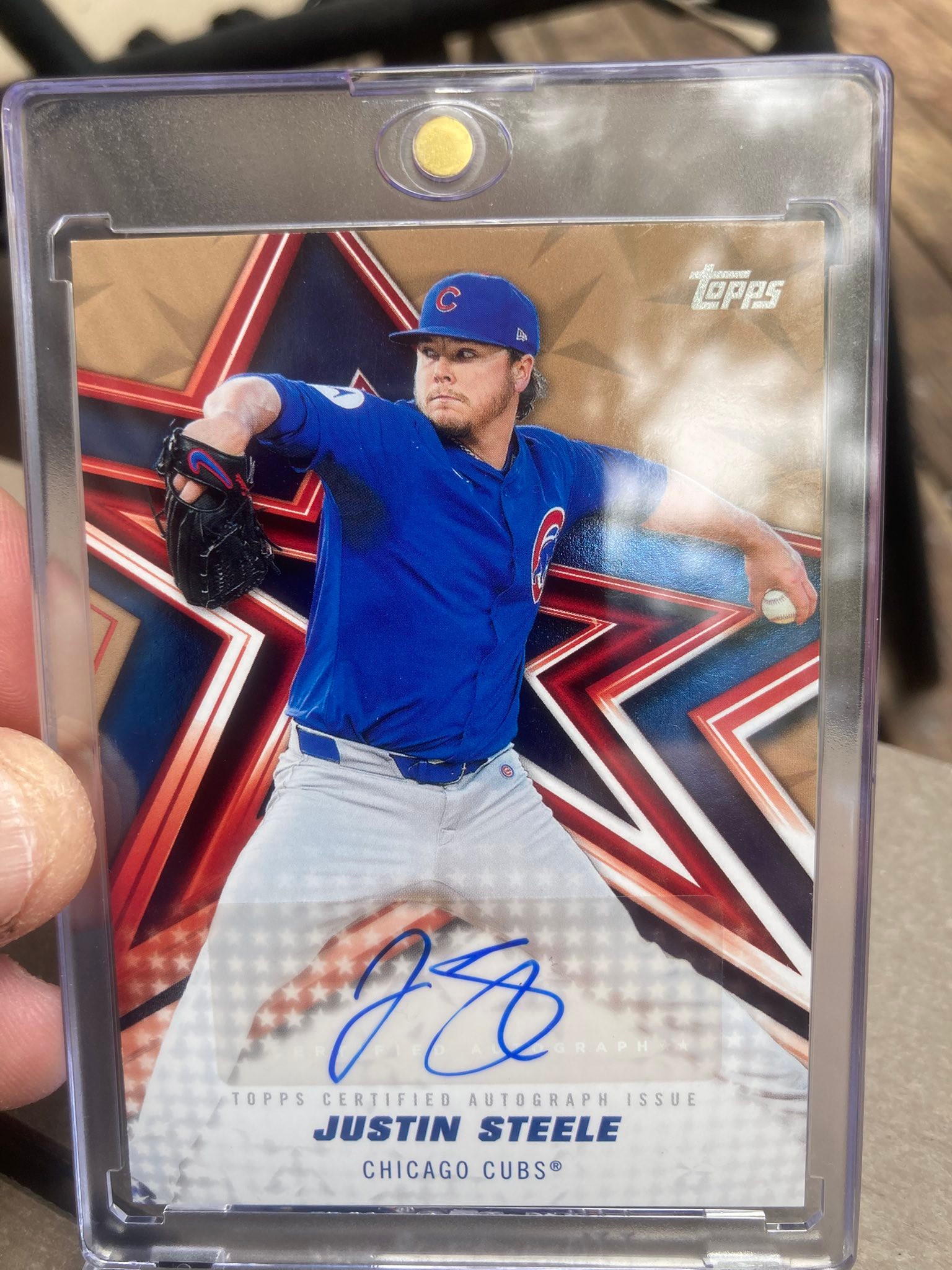 First autograph pull: Justin Steele gold variation baseball card