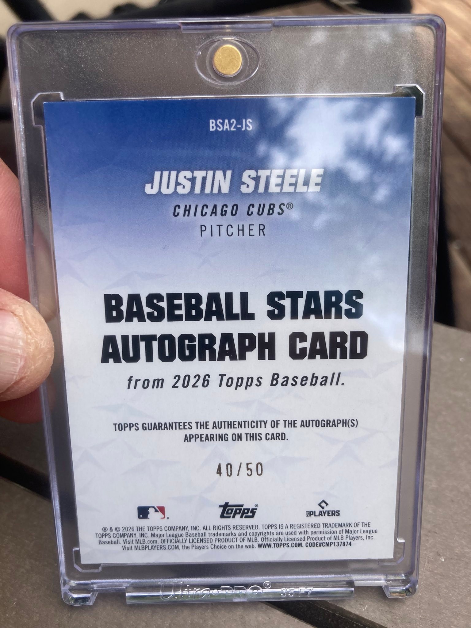 First autograph pull: Justin Steele gold variation baseball card