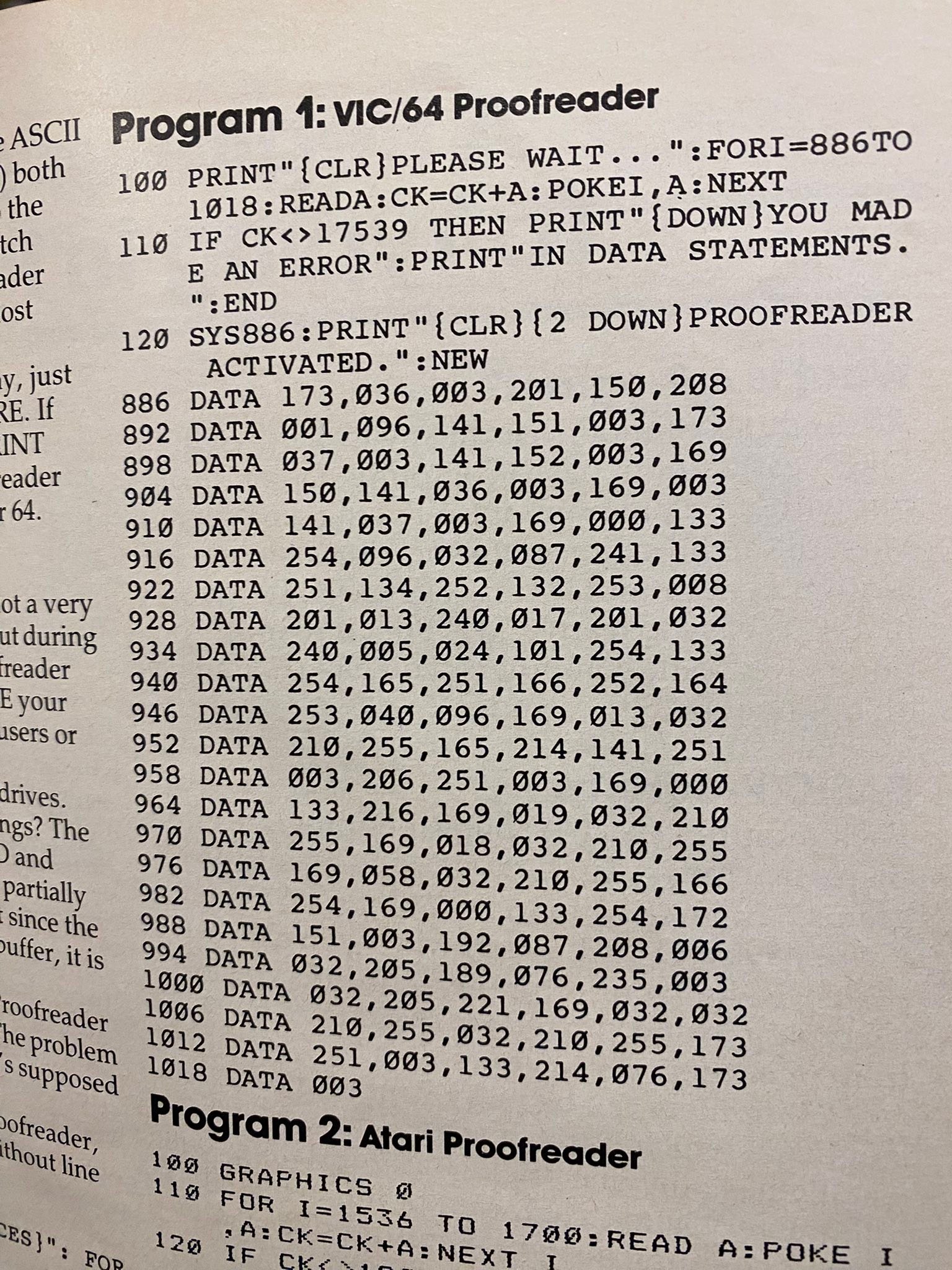 ロイ Vintage VIC-20 BASIC programming and checksum code